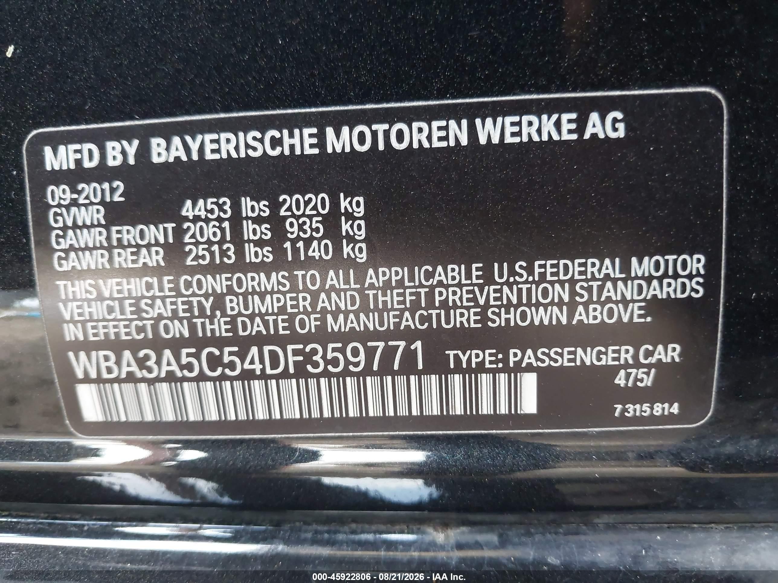 2013 Bmw 328i Black vin: WBA3A5C54DF359771