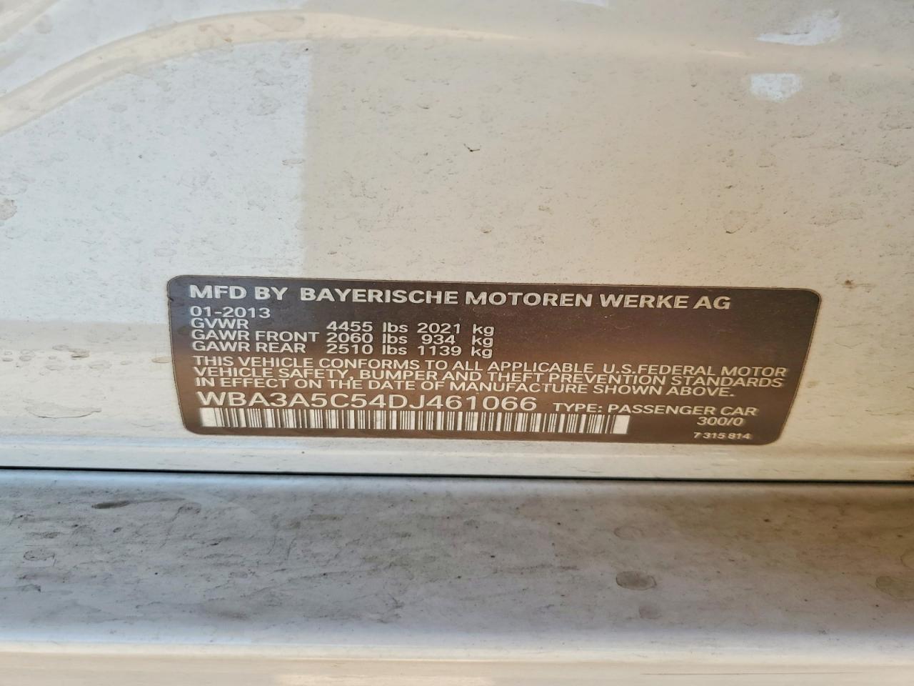 2013 Bmw 328 I White vin: WBA3A5C54DJ461066