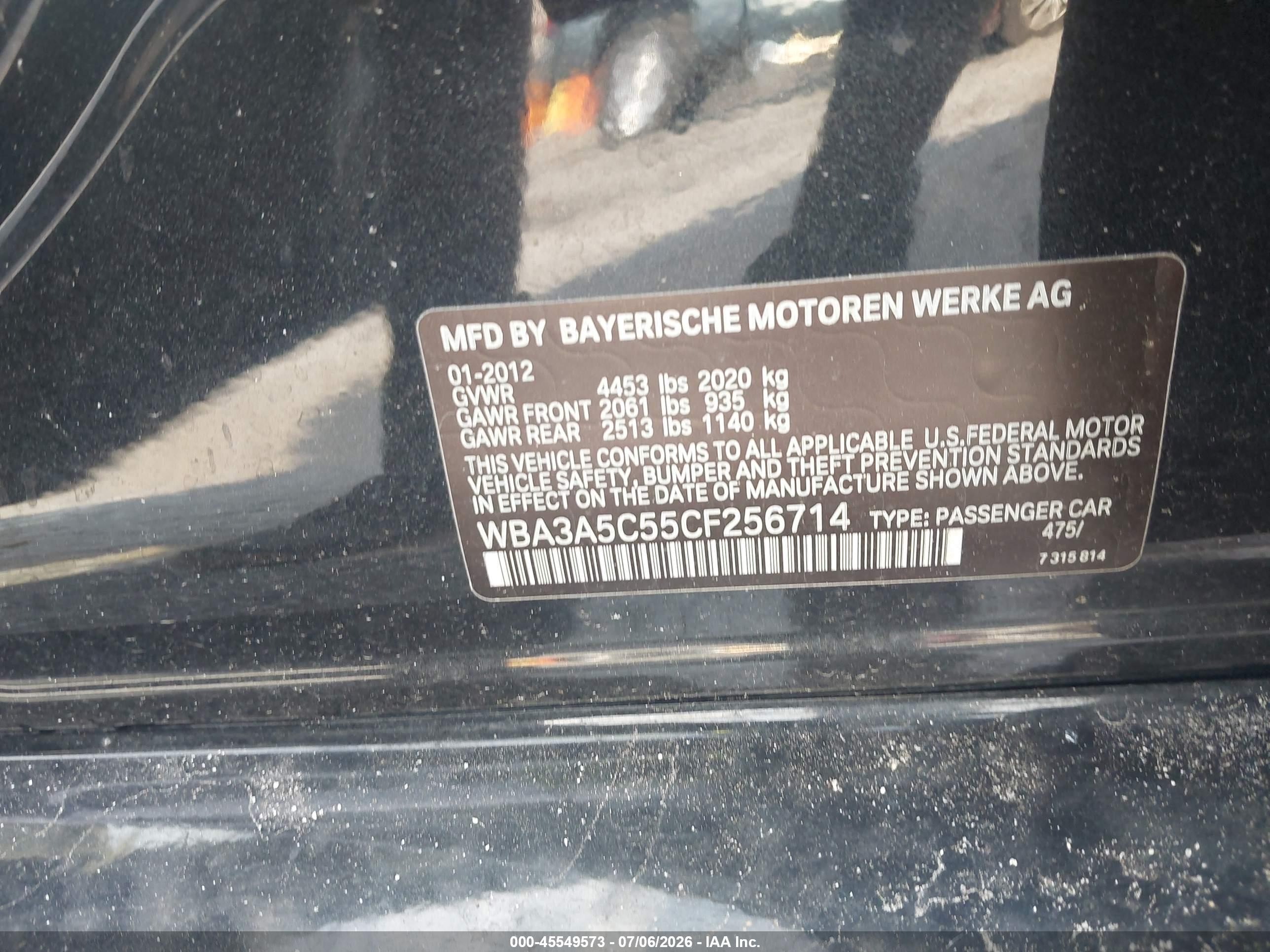 2012 Bmw 328i Black vin: WBA3A5C55CF256714