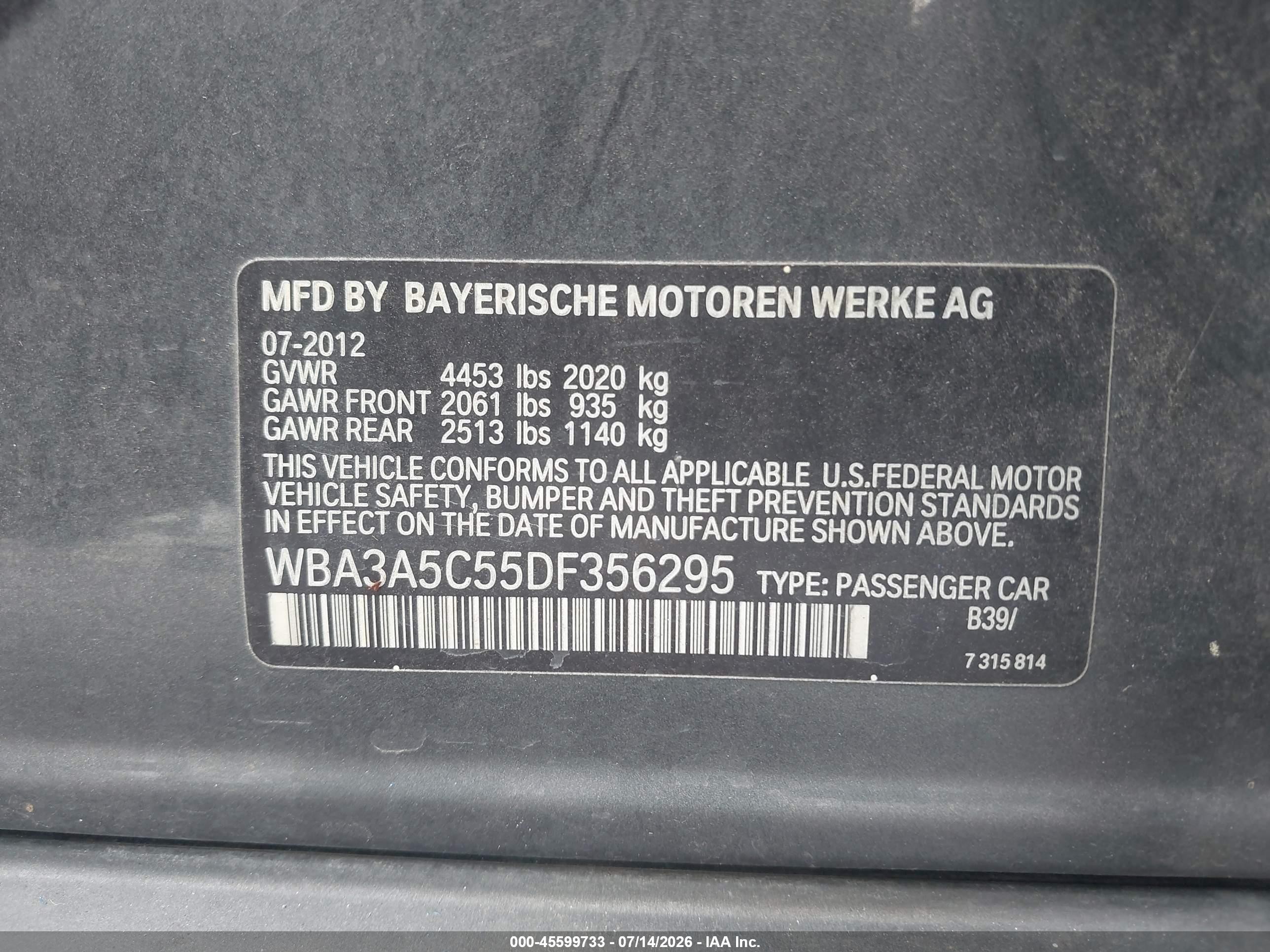 2013 Bmw 328i   Gray vin: WBA3A5C55DF356295