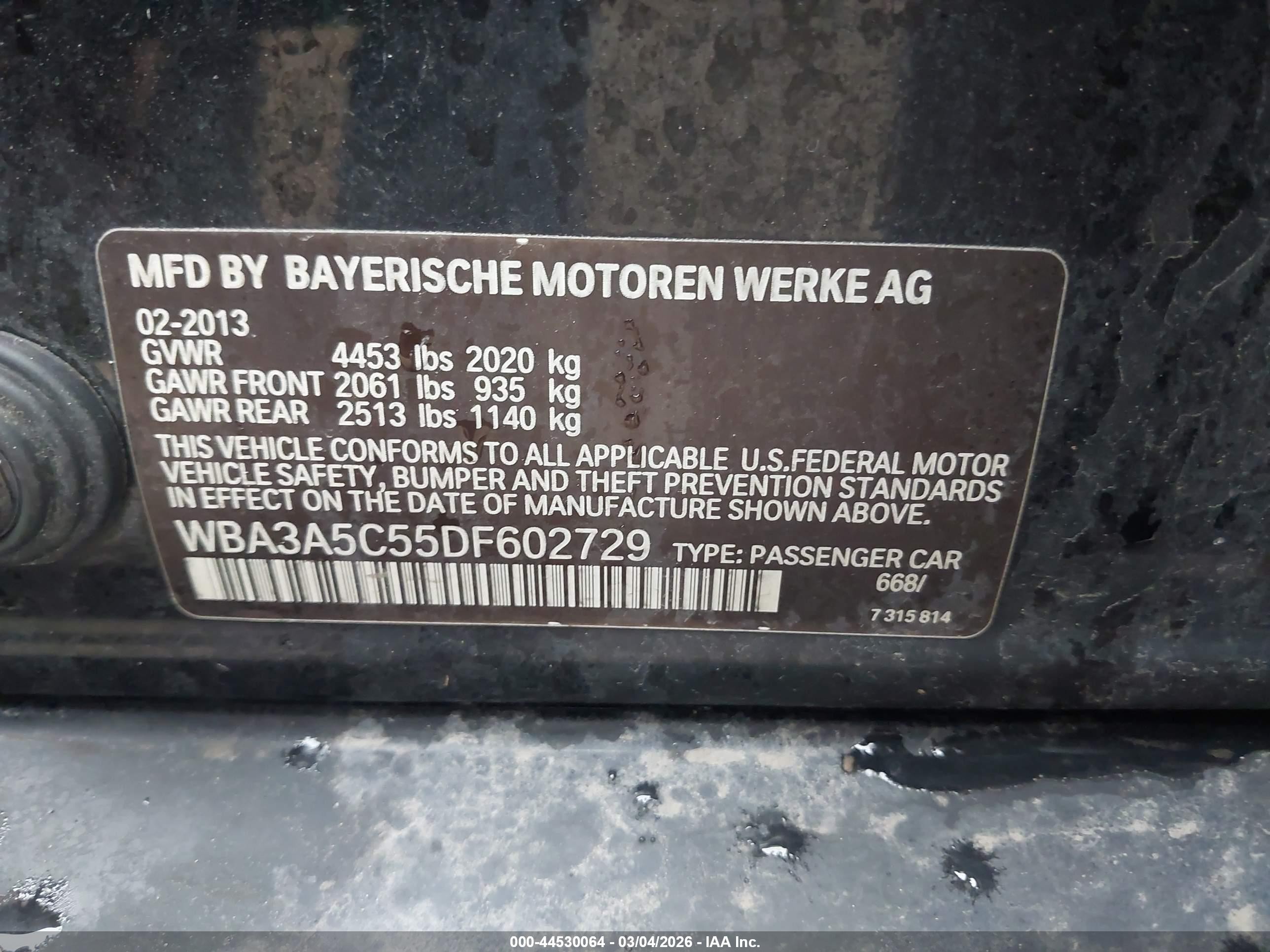 2013 Bmw 328i   Black vin: WBA3A5C55DF602729