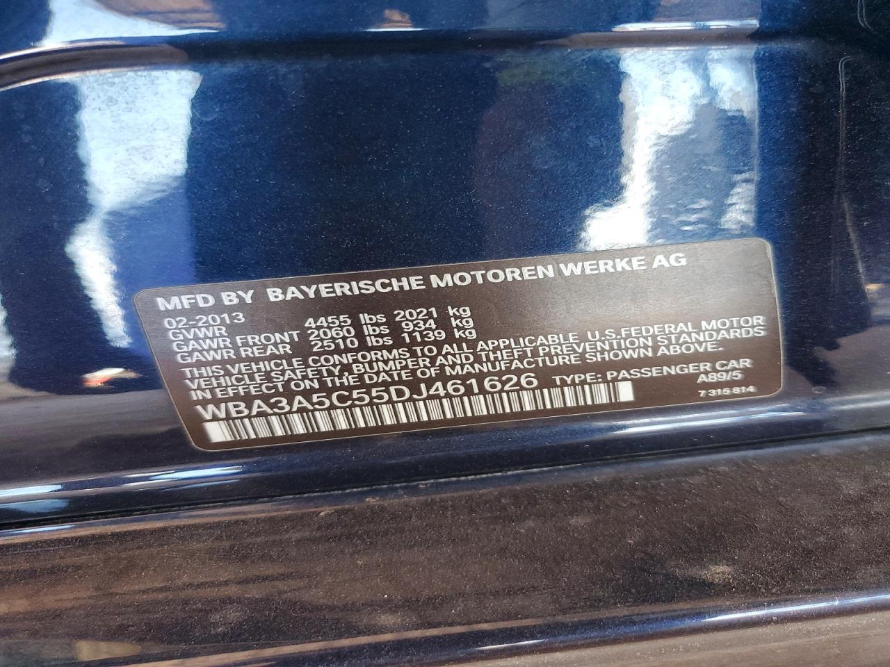 2013 Bmw 328 I Blue vin: WBA3A5C55DJ461626