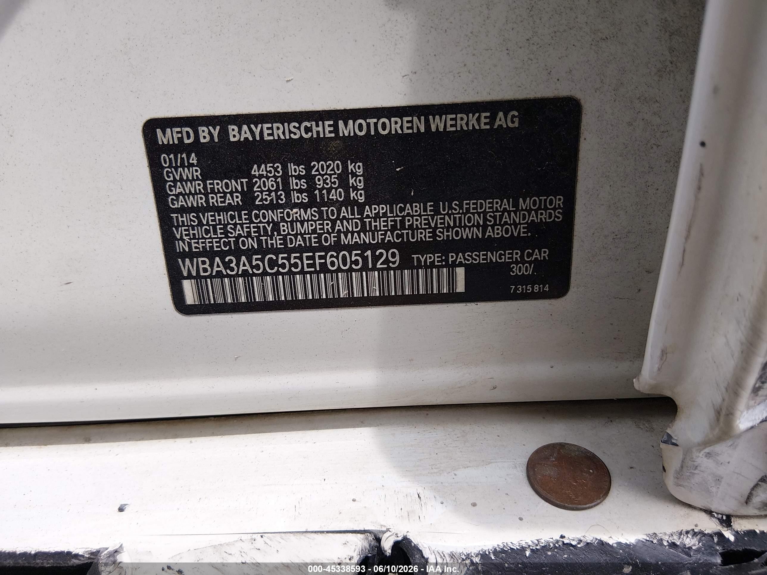 2014 Bmw 328i Белый vin: WBA3A5C55EF605129