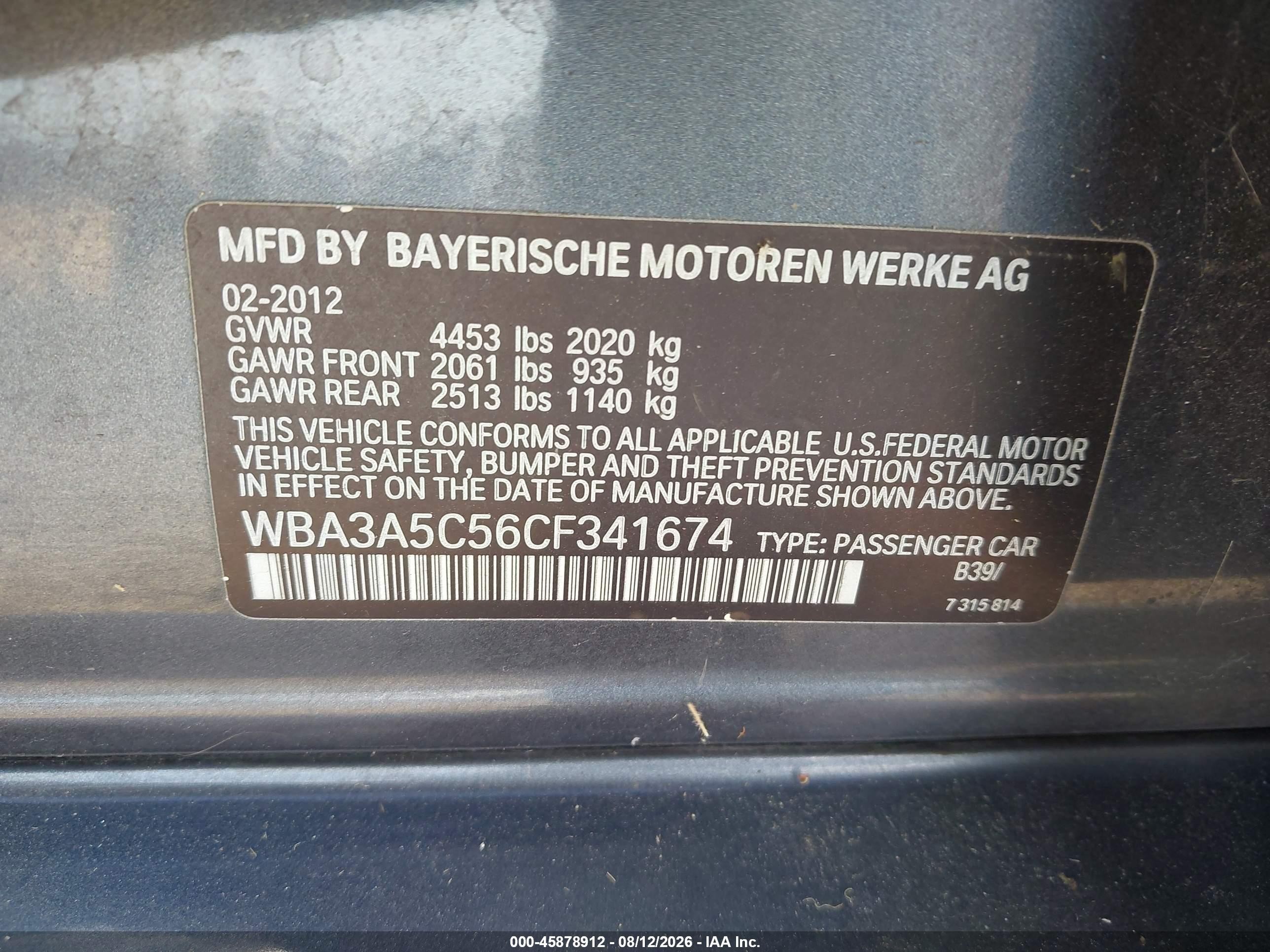 2012 Bmw 328i   Gray vin: WBA3A5C56CF341674