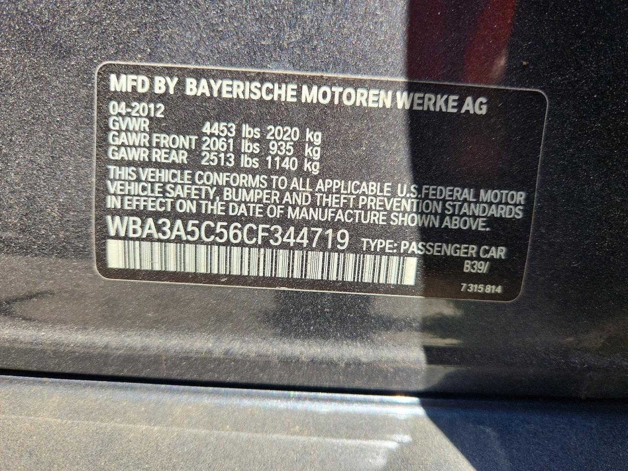 2012 Bmw 328 I Gray vin: WBA3A5C56CF344719