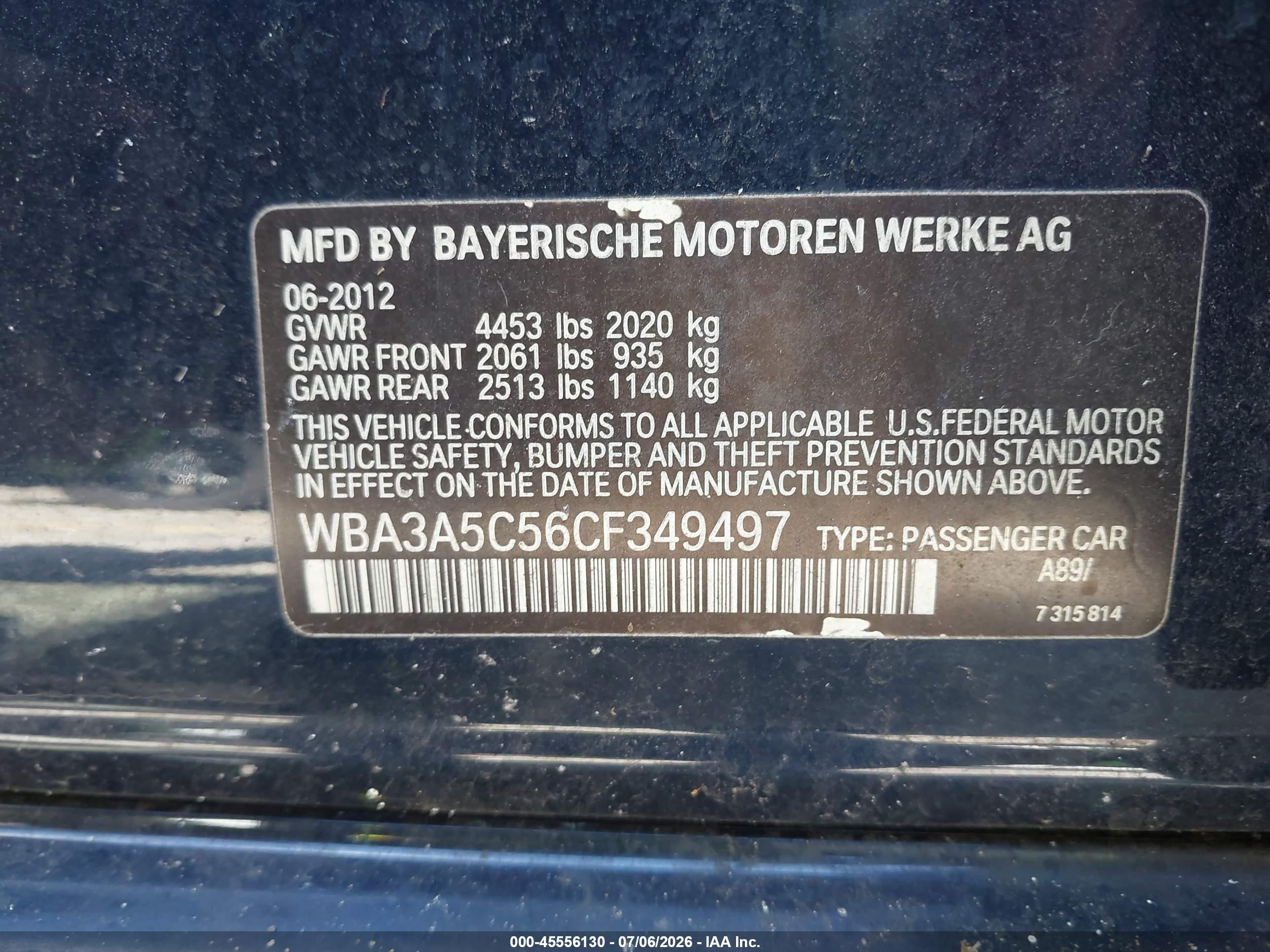 2012 Bmw 328i   Navy vin: WBA3A5C56CF349497