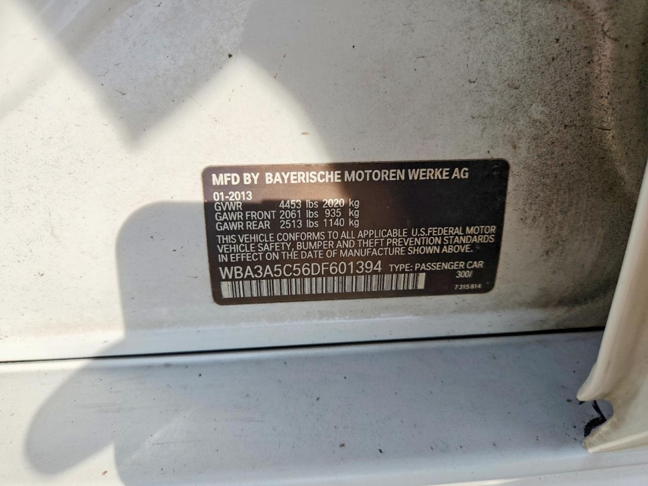 2013 Bmw 328 I White vin: WBA3A5C56DF601394