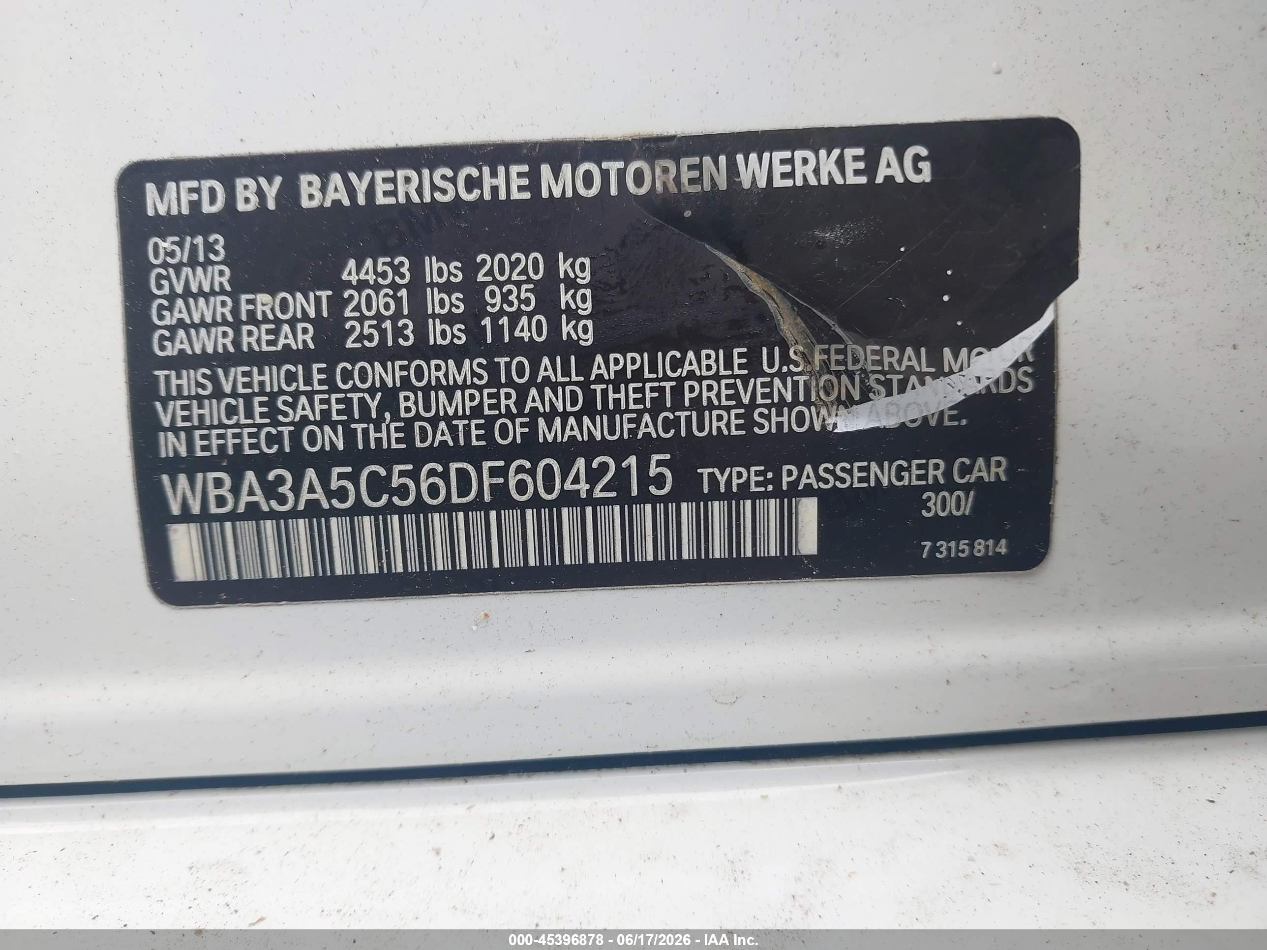 2013 Bmw 328i   White vin: WBA3A5C56DF604215