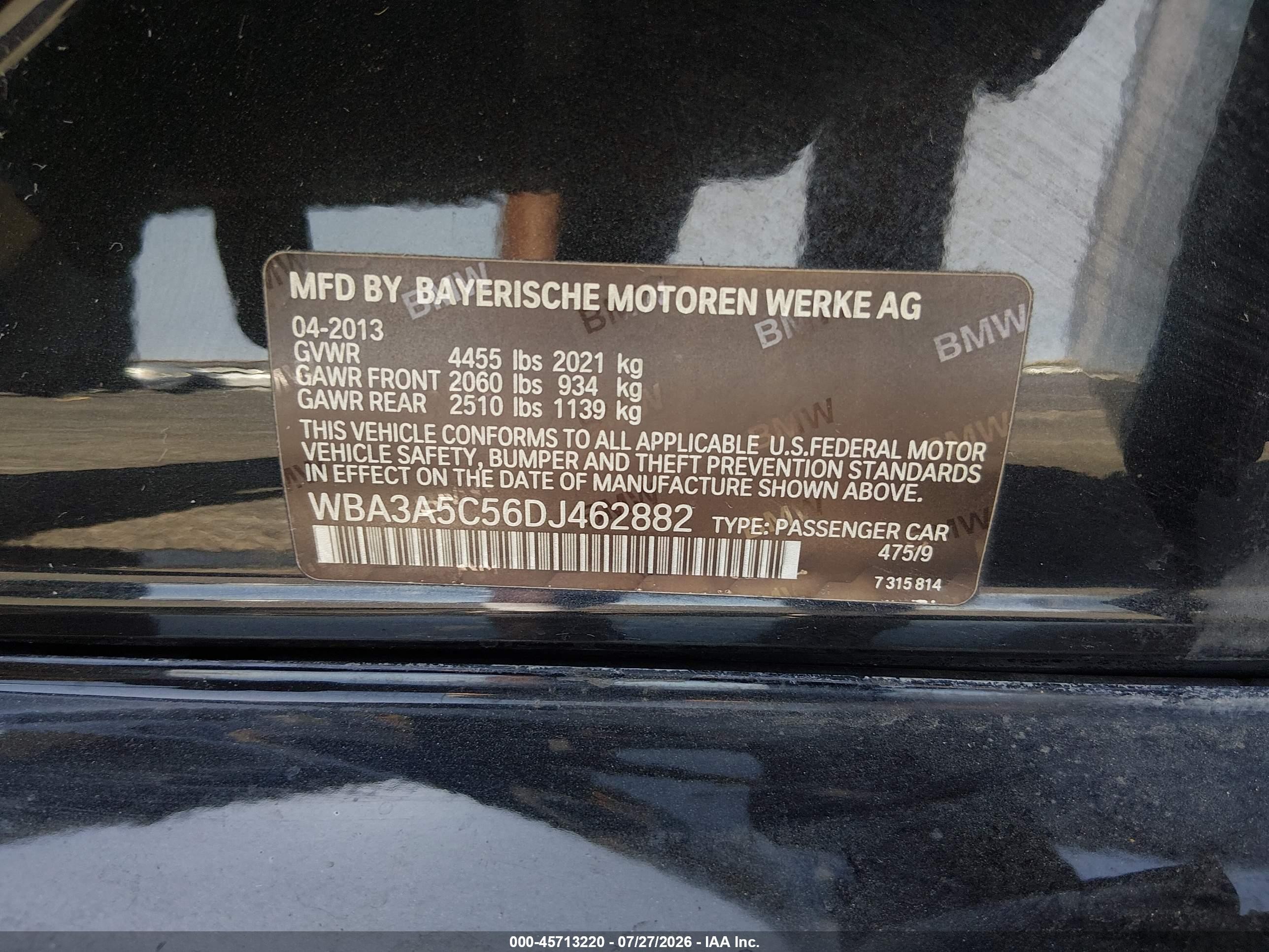 2013 Bmw 328i   Black vin: WBA3A5C56DJ462882