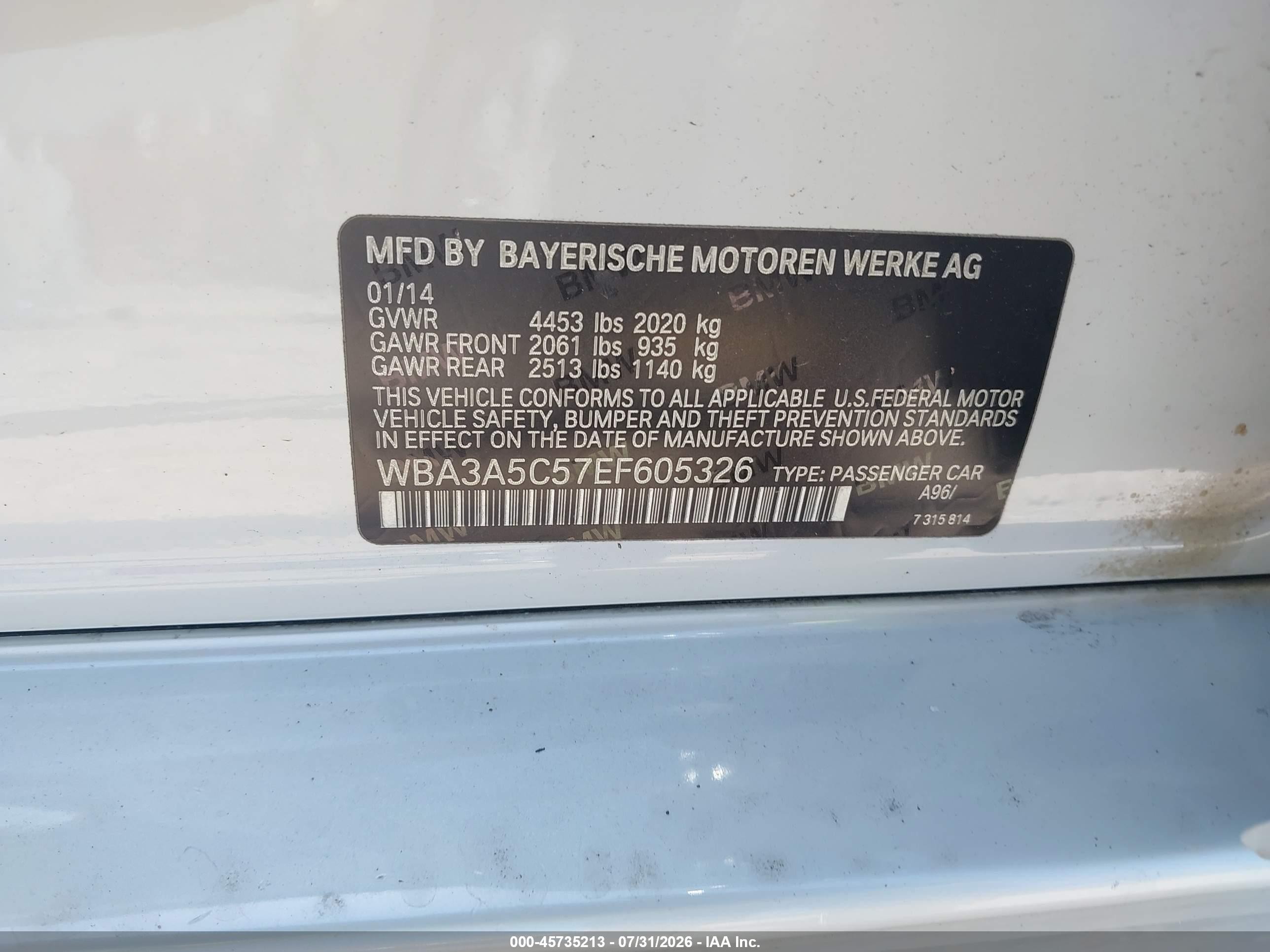 2014 Bmw 328i Белый vin: WBA3A5C57EF605326
