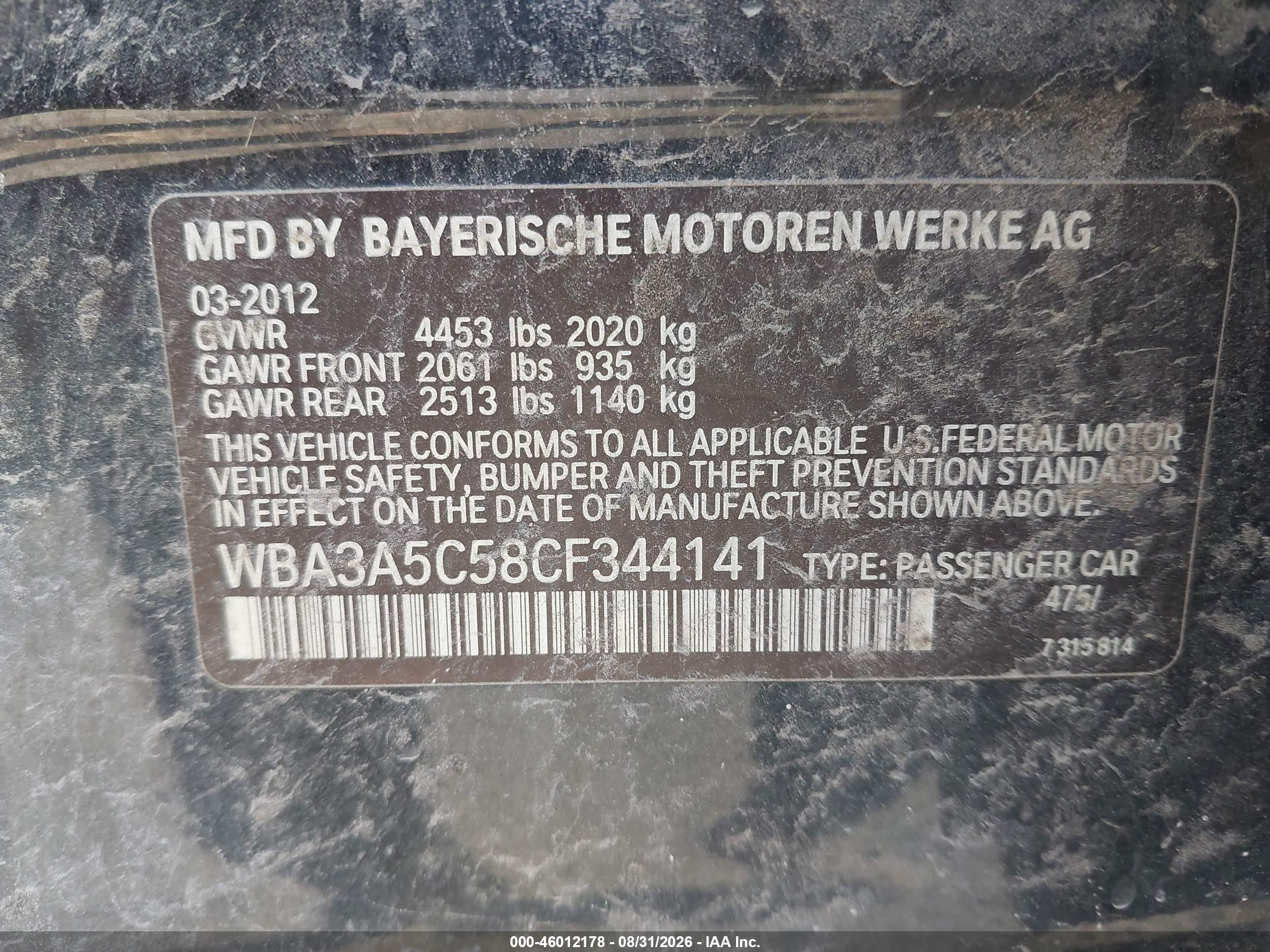 2012 Bmw 328i   Black vin: WBA3A5C58CF344141