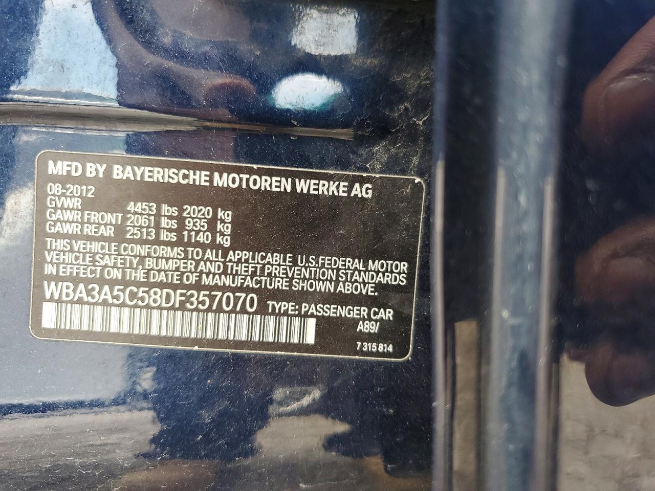 2013 Bmw 328 I Blue vin: WBA3A5C58DF357070