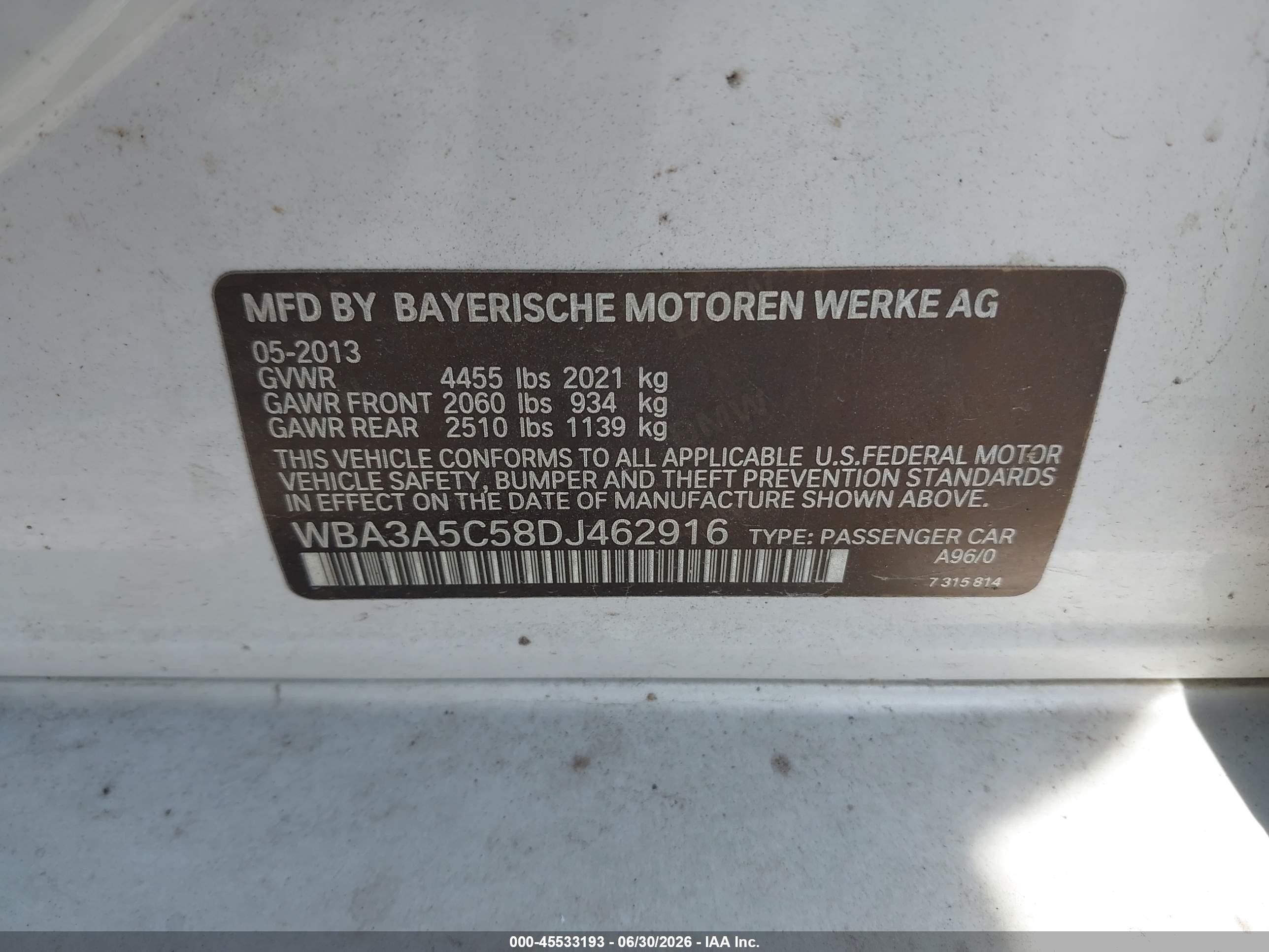 2013 Bmw 328i   White vin: WBA3A5C58DJ462916