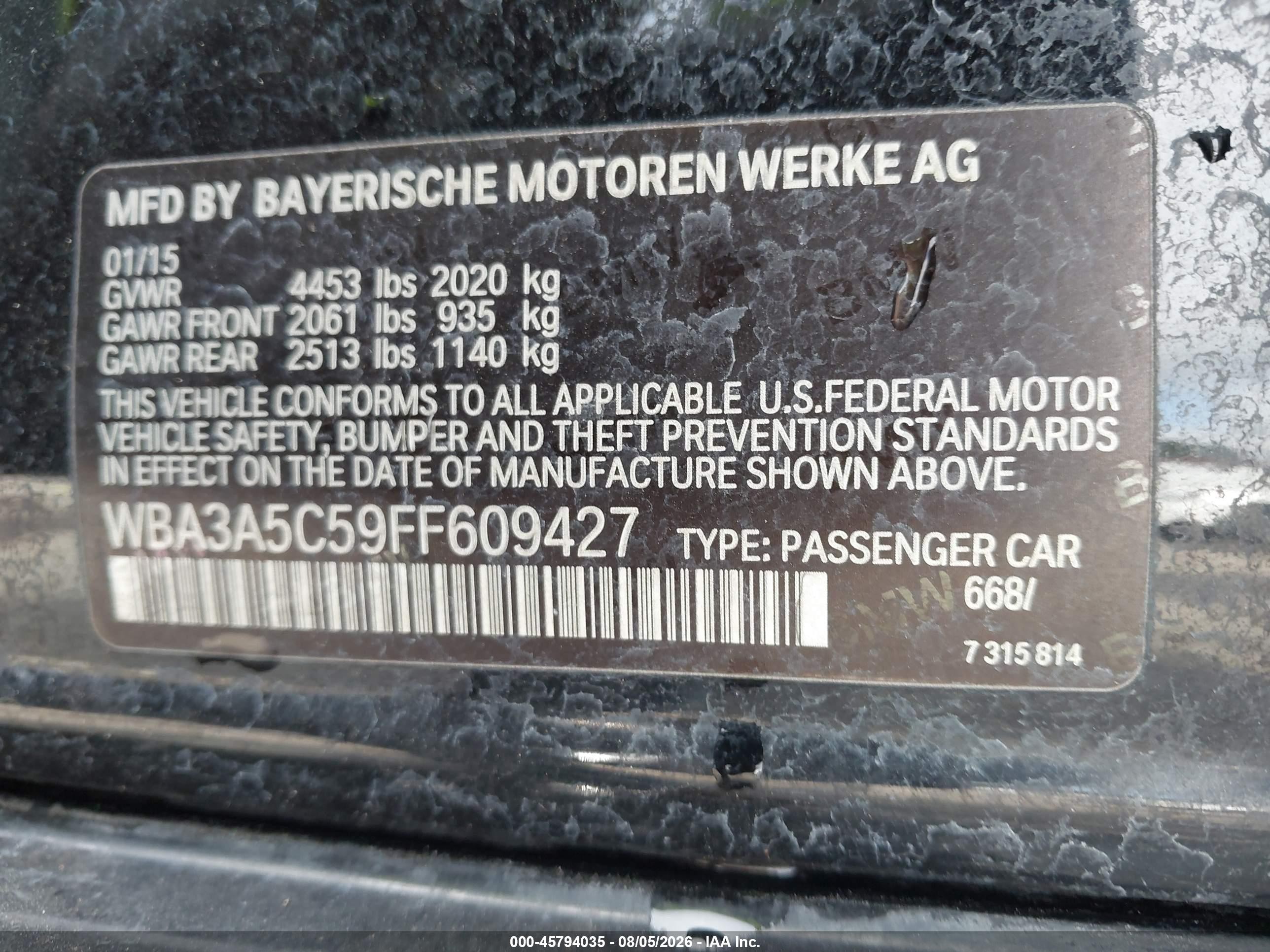 2015 Bmw 328i   Black vin: WBA3A5C59FF609427