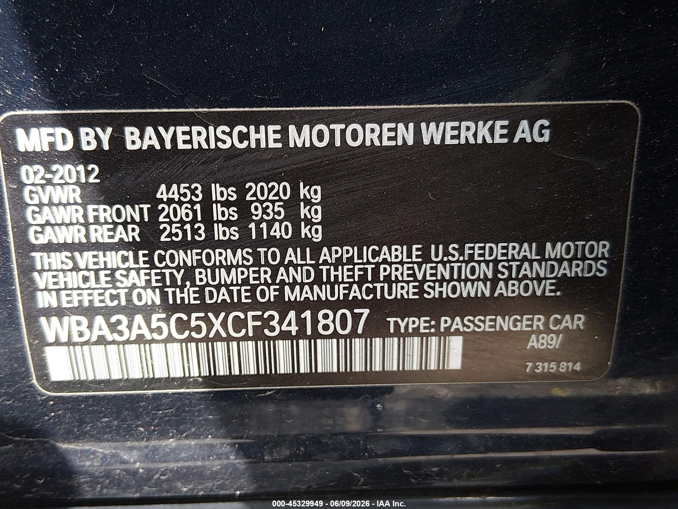 2012 Bmw 328i Navy vin: WBA3A5C5XCF341807