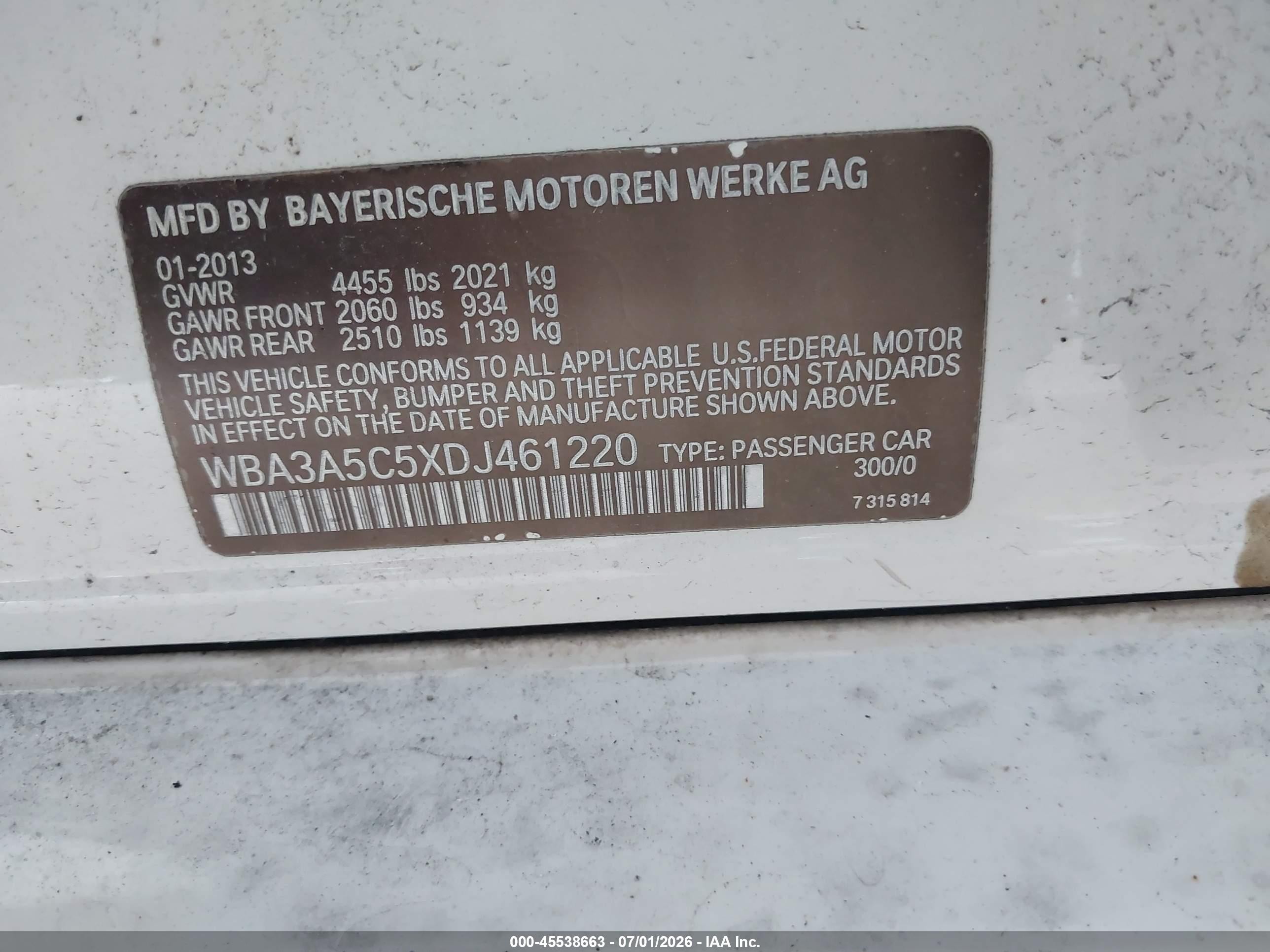 2013 Bmw 328i   White vin: WBA3A5C5XDJ461220