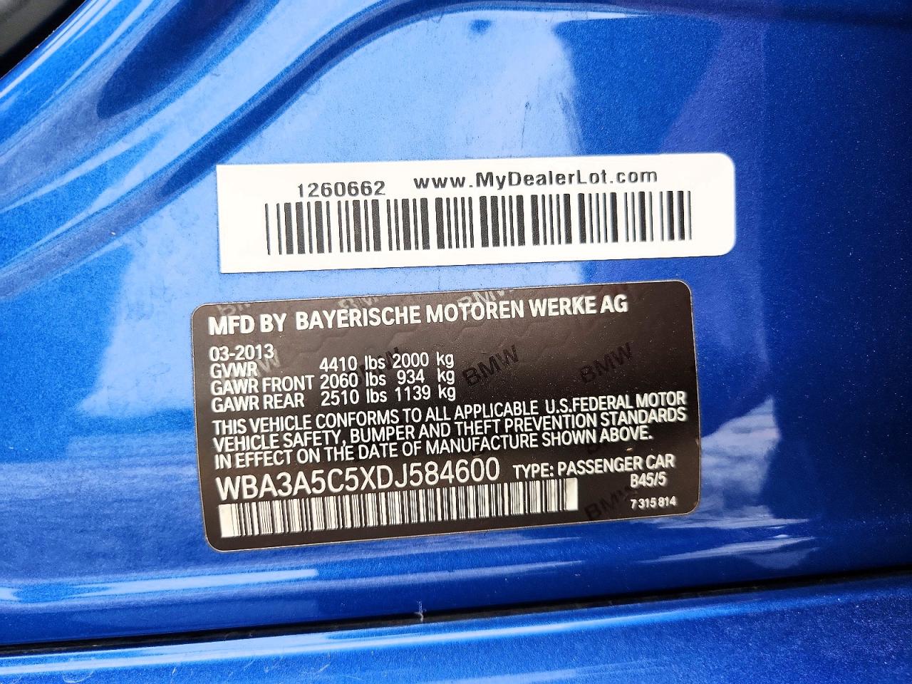 2013 Bmw 328 I Blue vin: WBA3A5C5XDJ584600