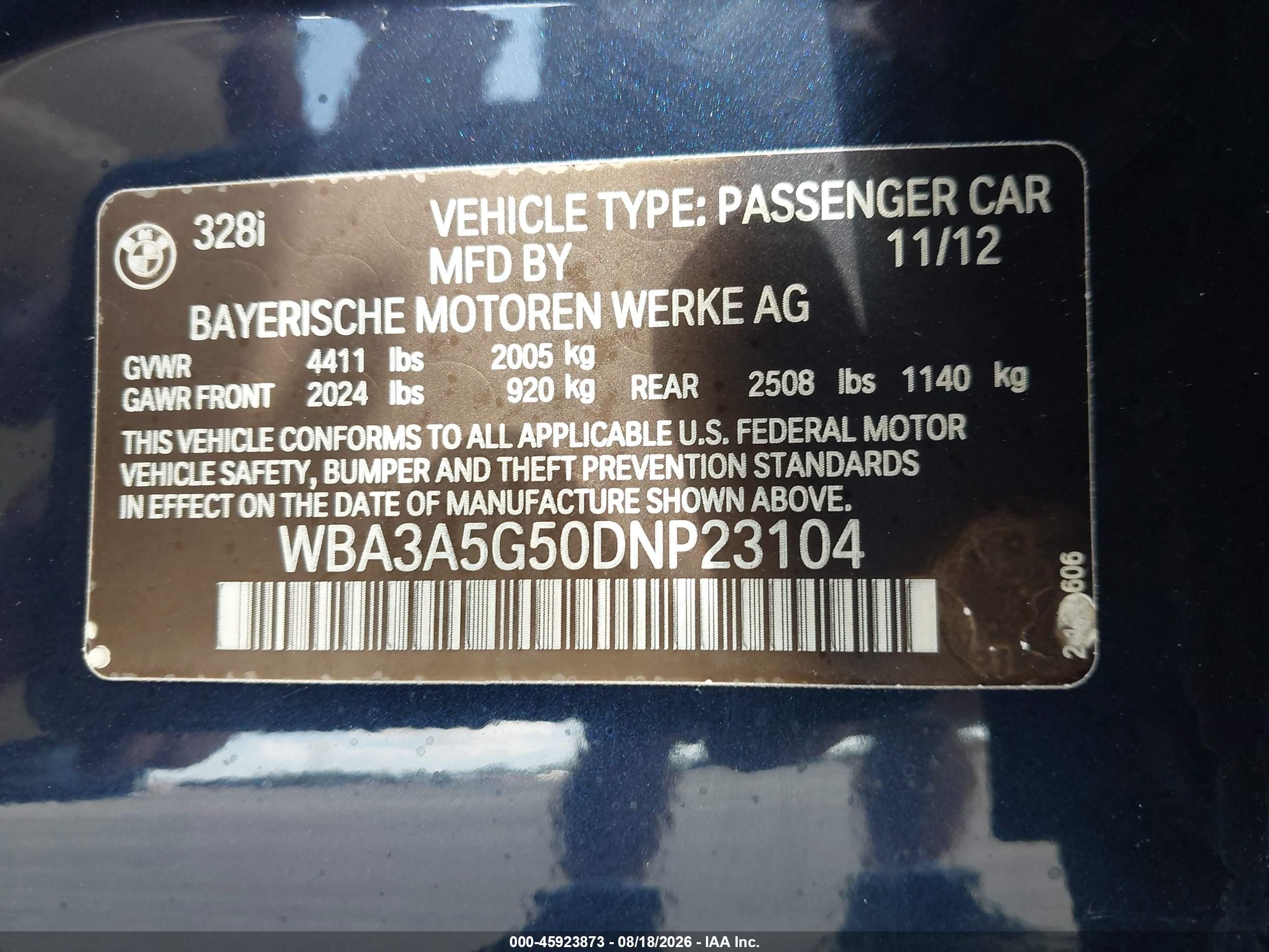 2013 Bmw 328i   Blue vin: WBA3A5G50DNP23104