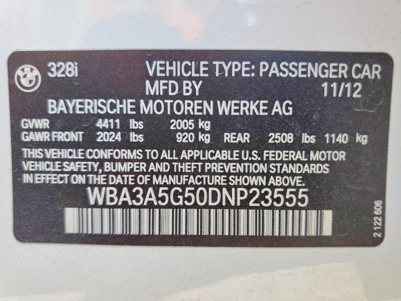 2013 Bmw 328 I White vin: WBA3A5G50DNP23555