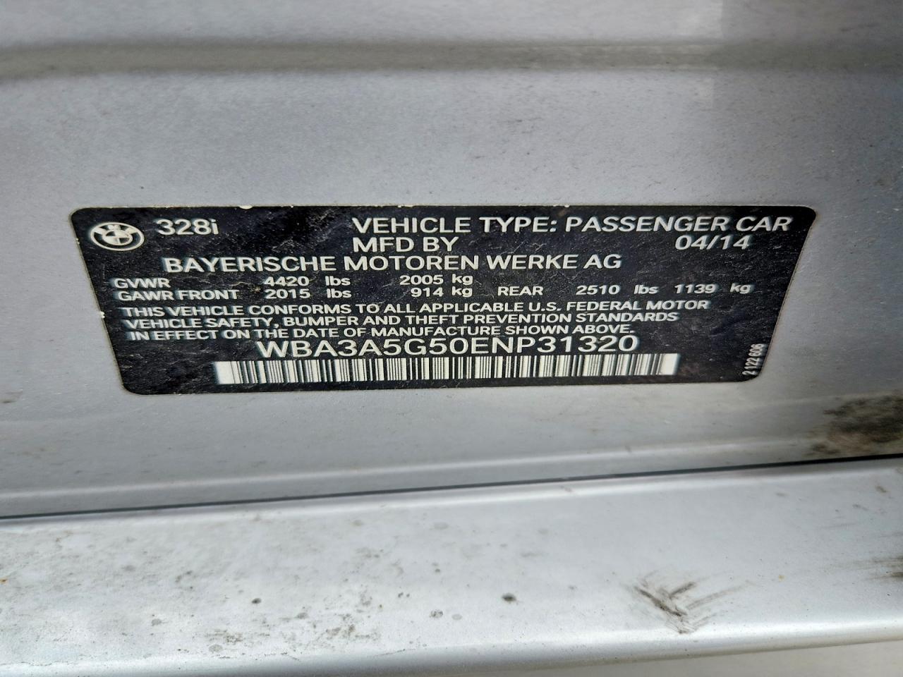 2014 Bmw 328 I Silver vin: WBA3A5G50ENP31320