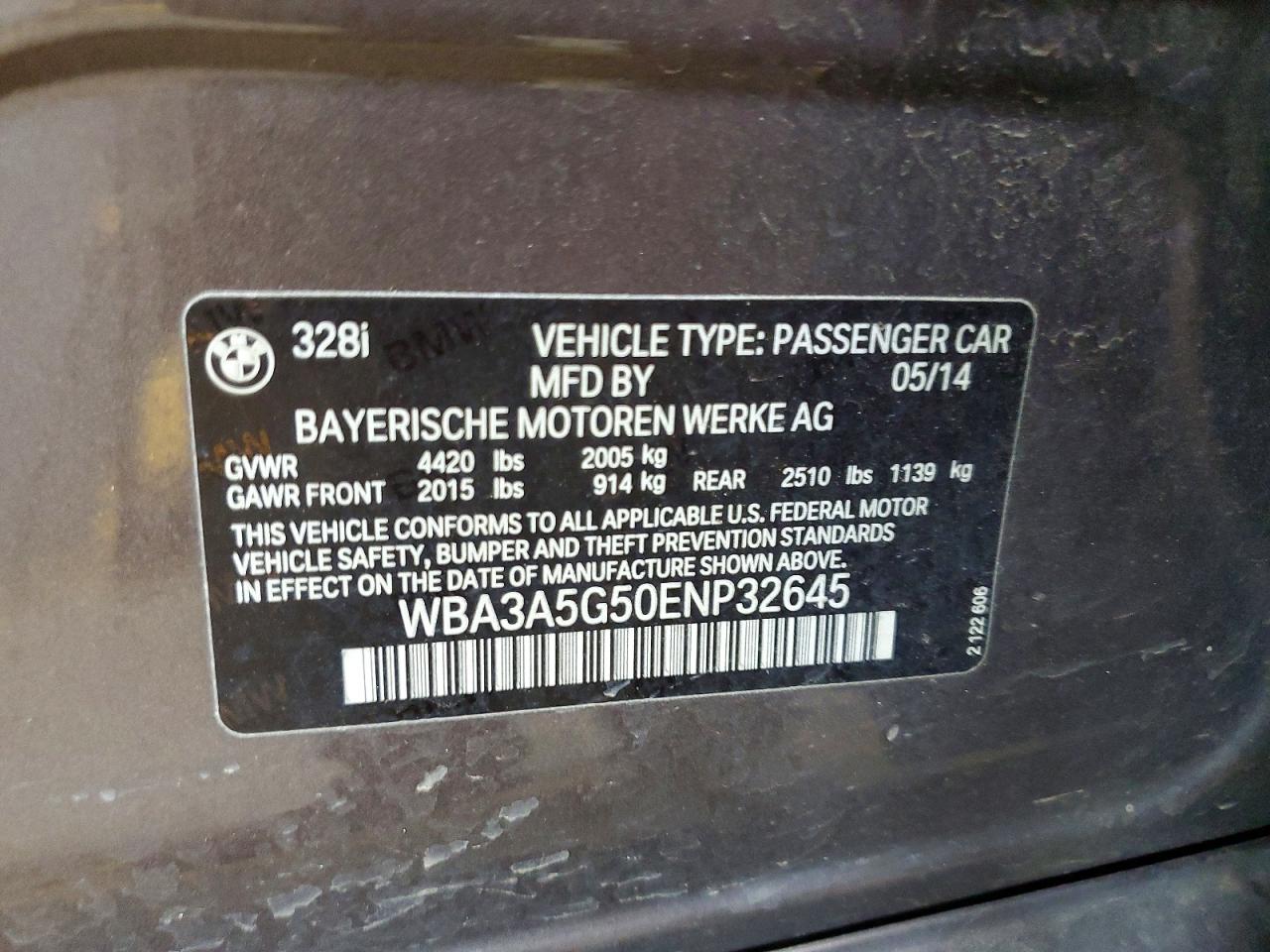 2014 Bmw 328 I Серый vin: WBA3A5G50ENP32645