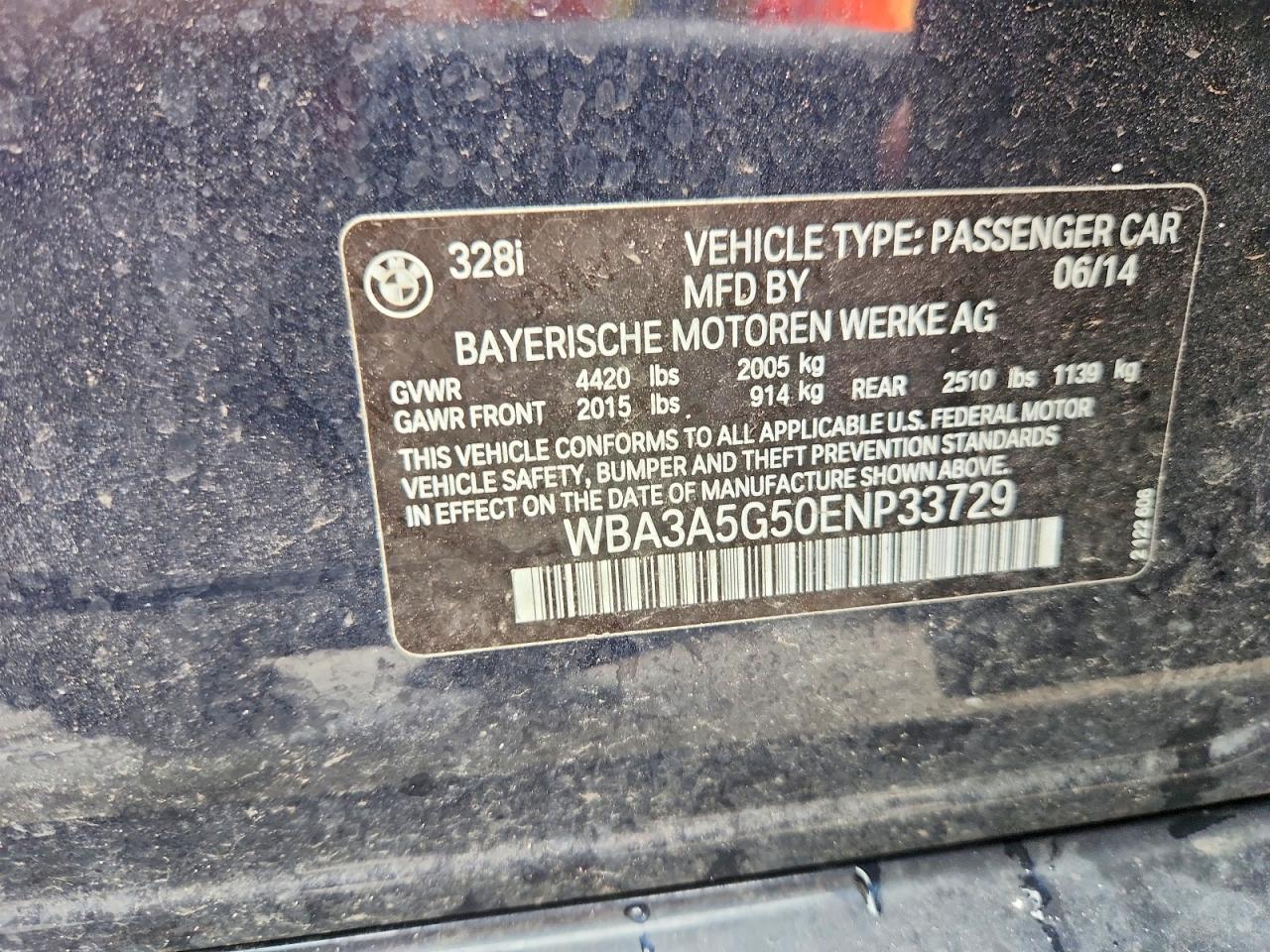 2014 Bmw 328 I Blue vin: WBA3A5G50ENP33729