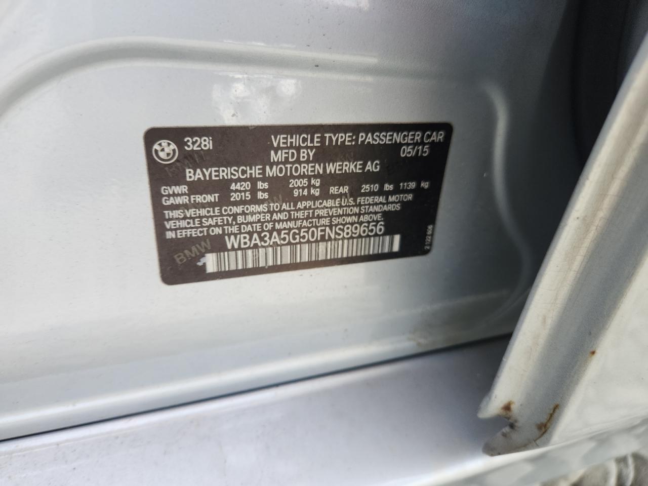 2015 Bmw 328 I Silver vin: WBA3A5G50FNS89656