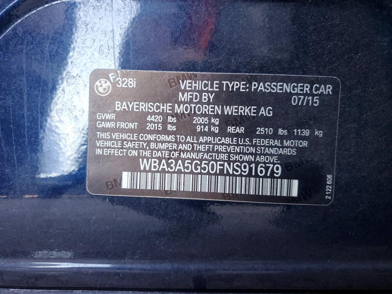 2015 Bmw 328 I Черный vin: WBA3A5G50FNS91679