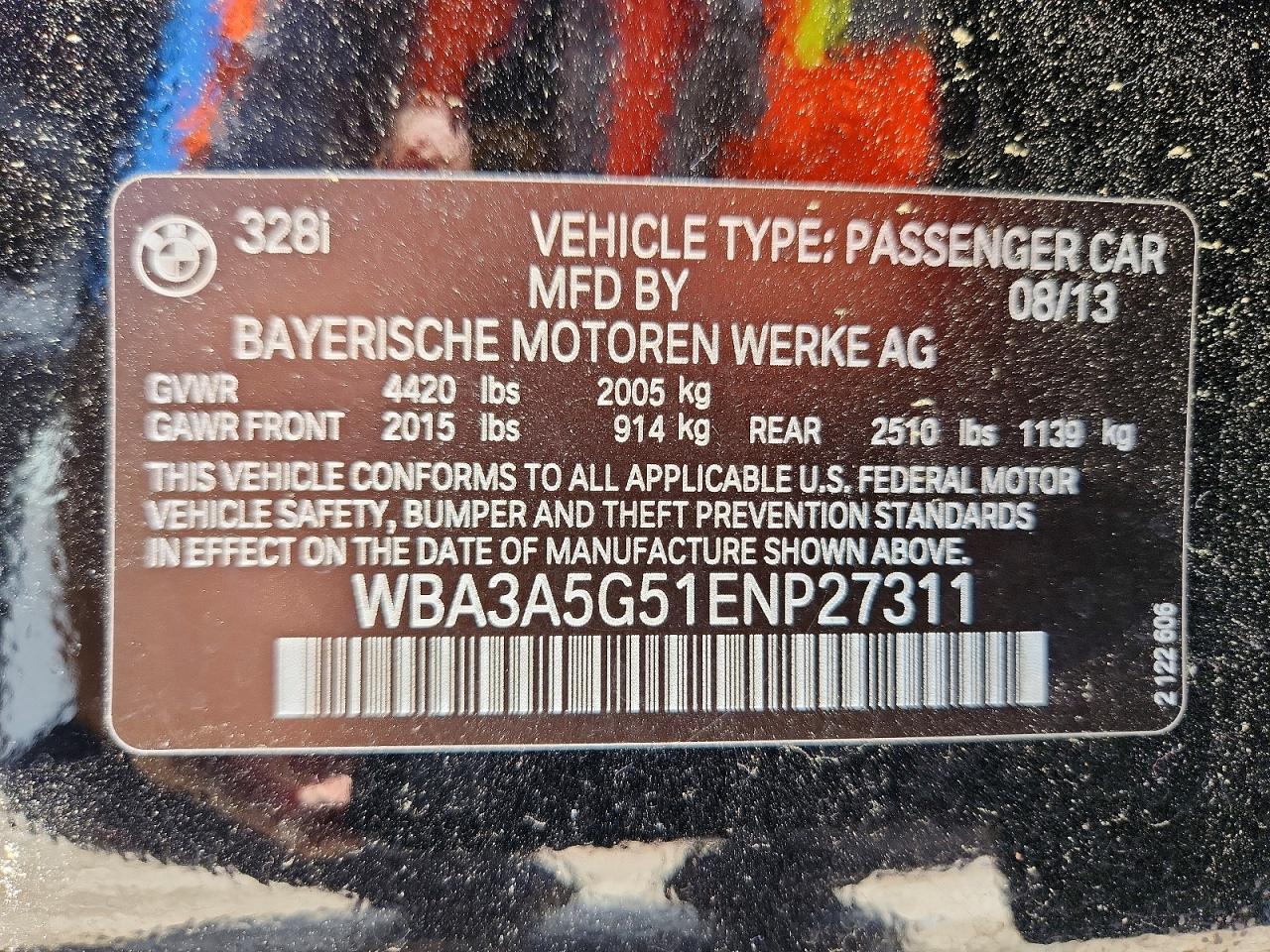 2014 Bmw 328 I Black vin: WBA3A5G51ENP27311