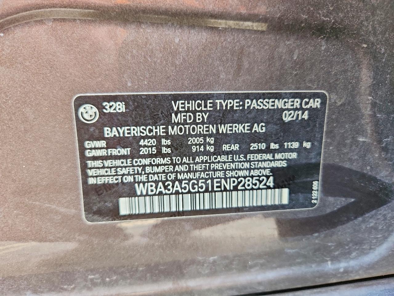 2014 Bmw 328 I Brown vin: WBA3A5G51ENP28524
