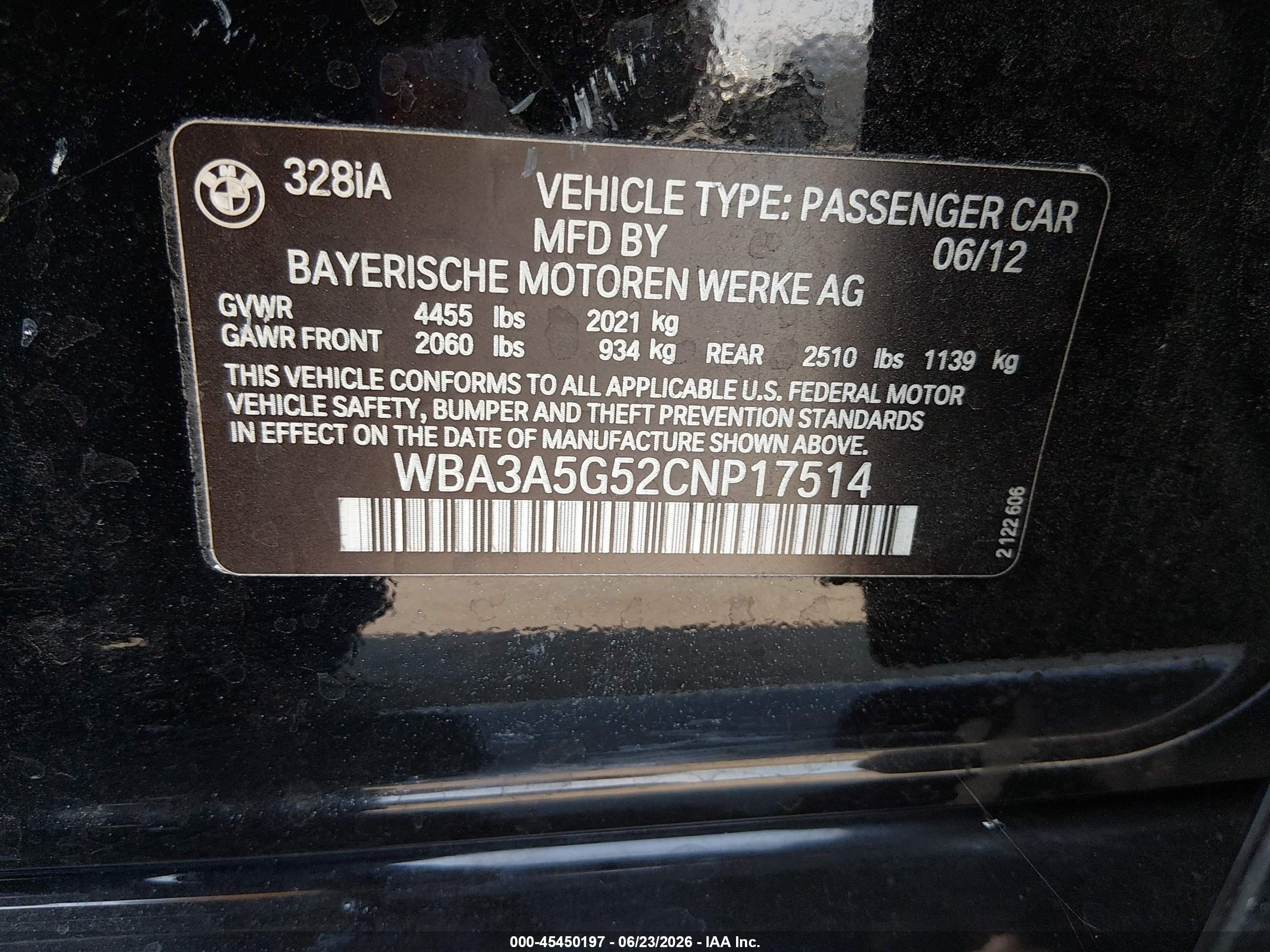 2012 Bmw 328i   Black vin: WBA3A5G52CNP17514