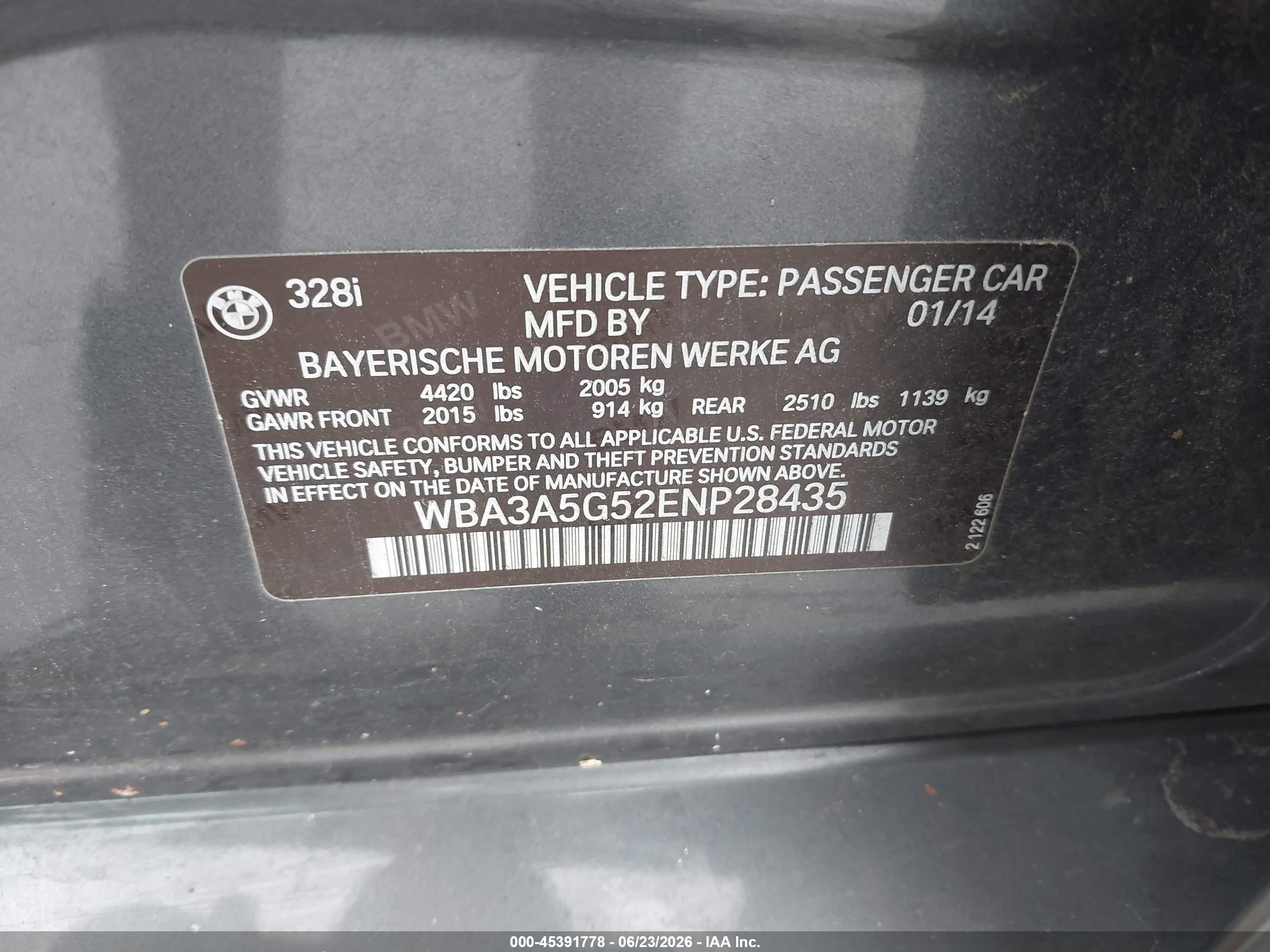 2014 Bmw 328i Gray vin: WBA3A5G52ENP28435