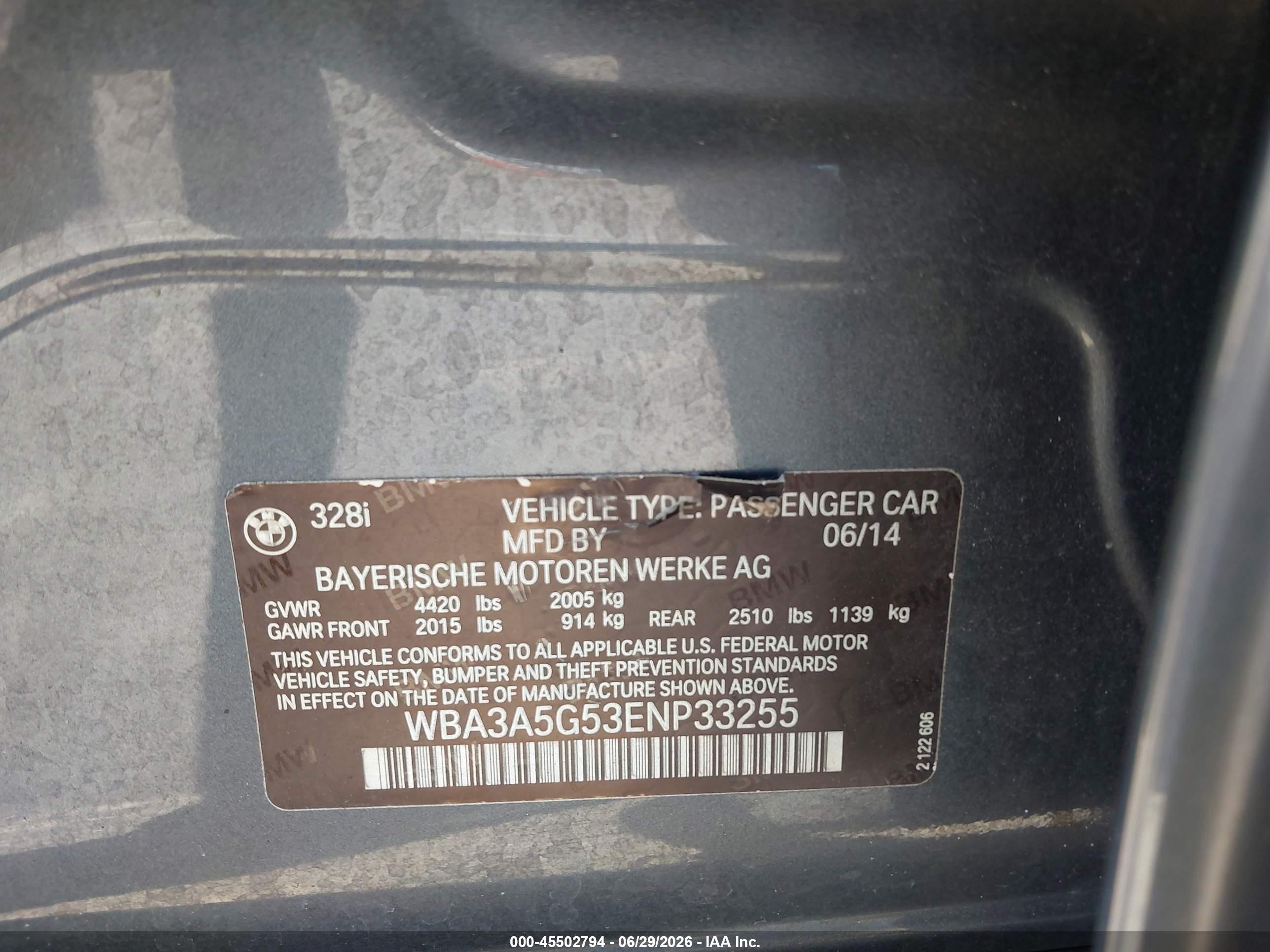 2014 Bmw 328i   Gray vin: WBA3A5G53ENP33255