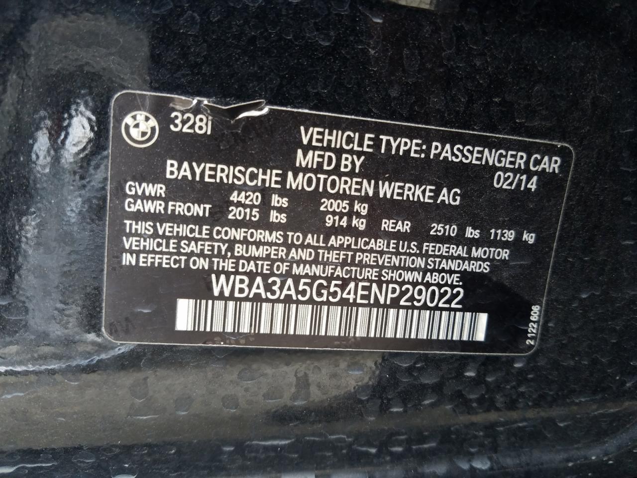 2014 Bmw 328 I Black vin: WBA3A5G54ENP29022