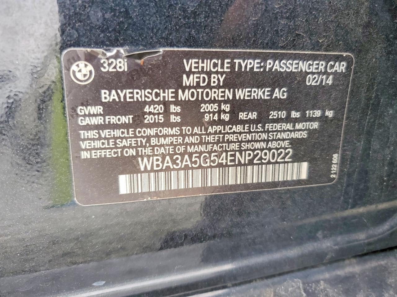 2014 Bmw 328 I Black vin: WBA3A5G54ENP29022