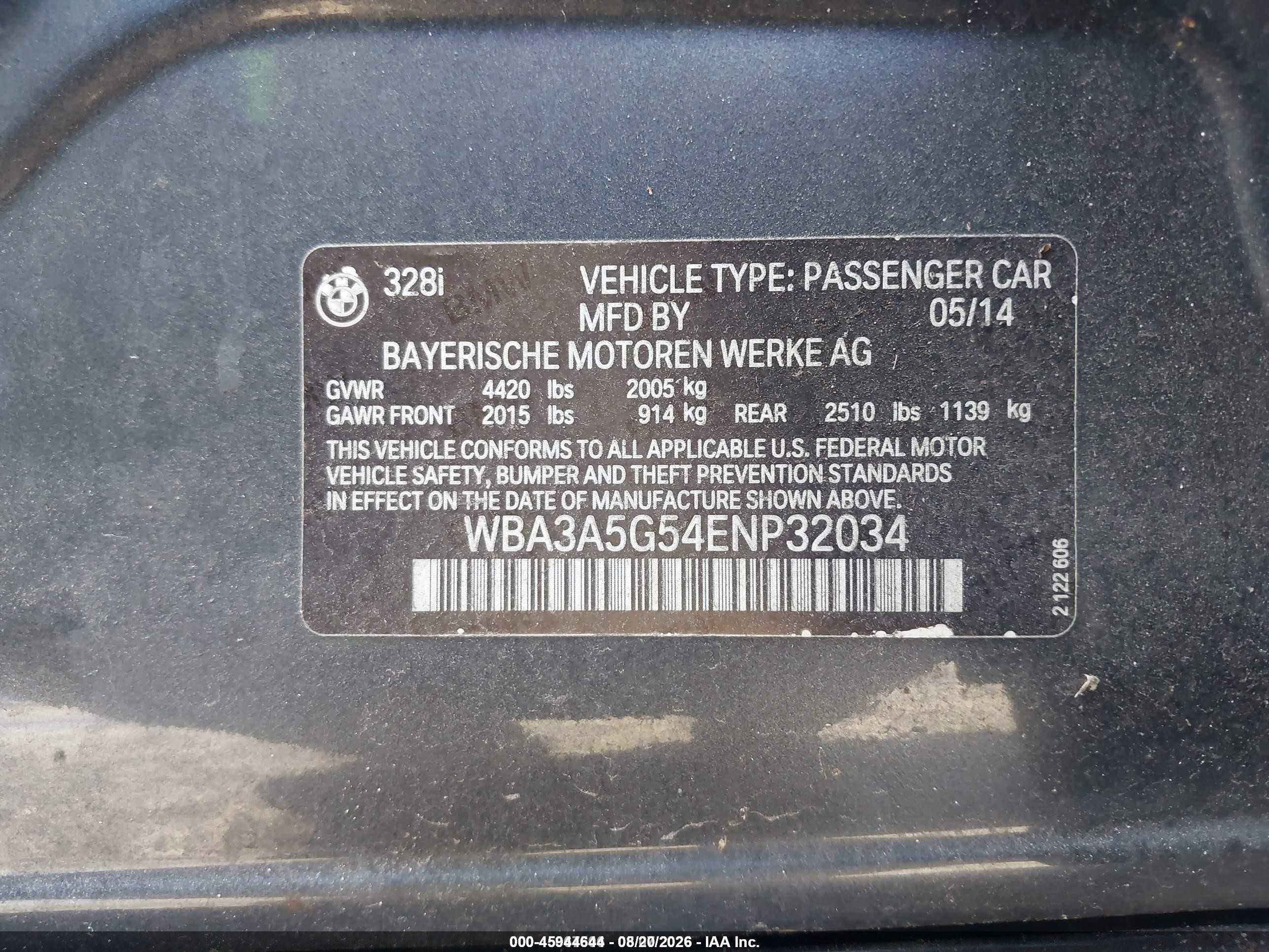 2014 Bmw 328i   Gray vin: WBA3A5G54ENP32034