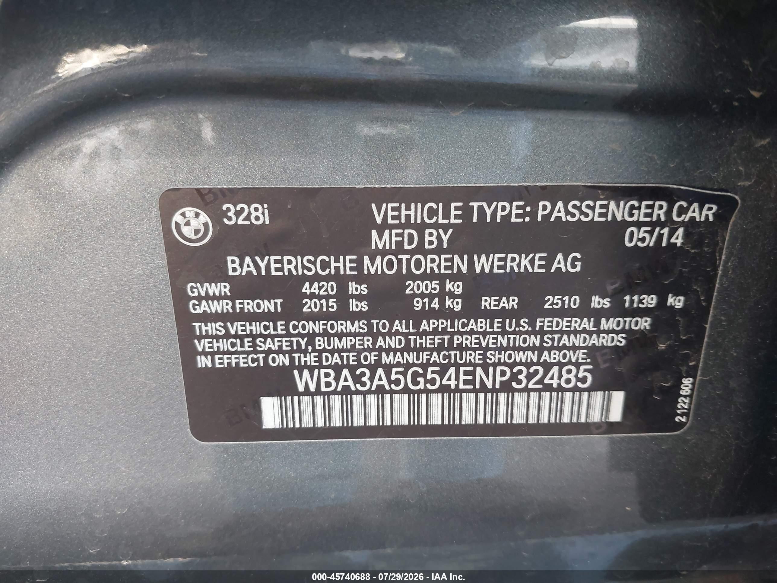 2014 Bmw 328i   Gray vin: WBA3A5G54ENP32485