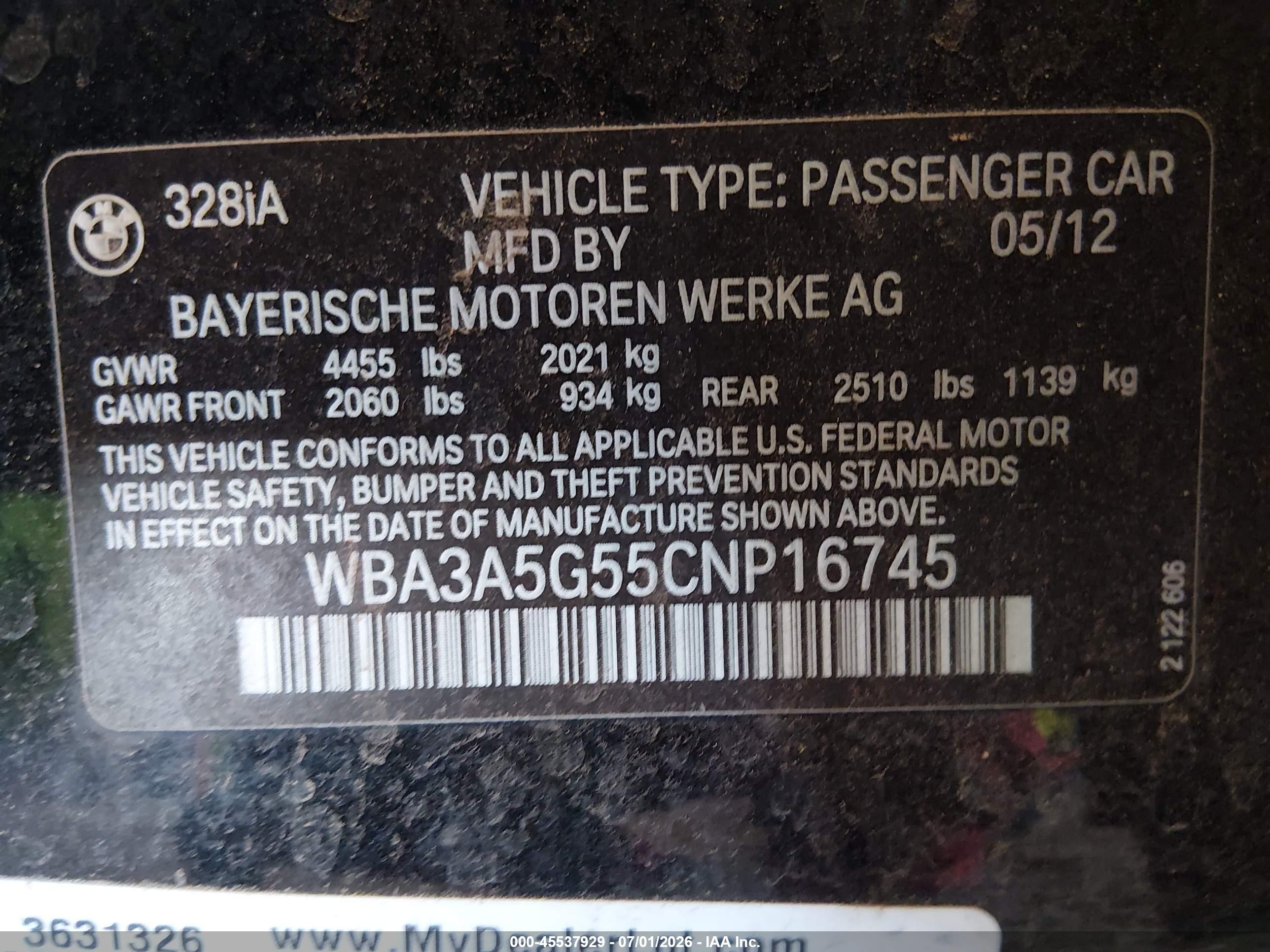 2012 Bmw 328i   Black vin: WBA3A5G55CNP16745