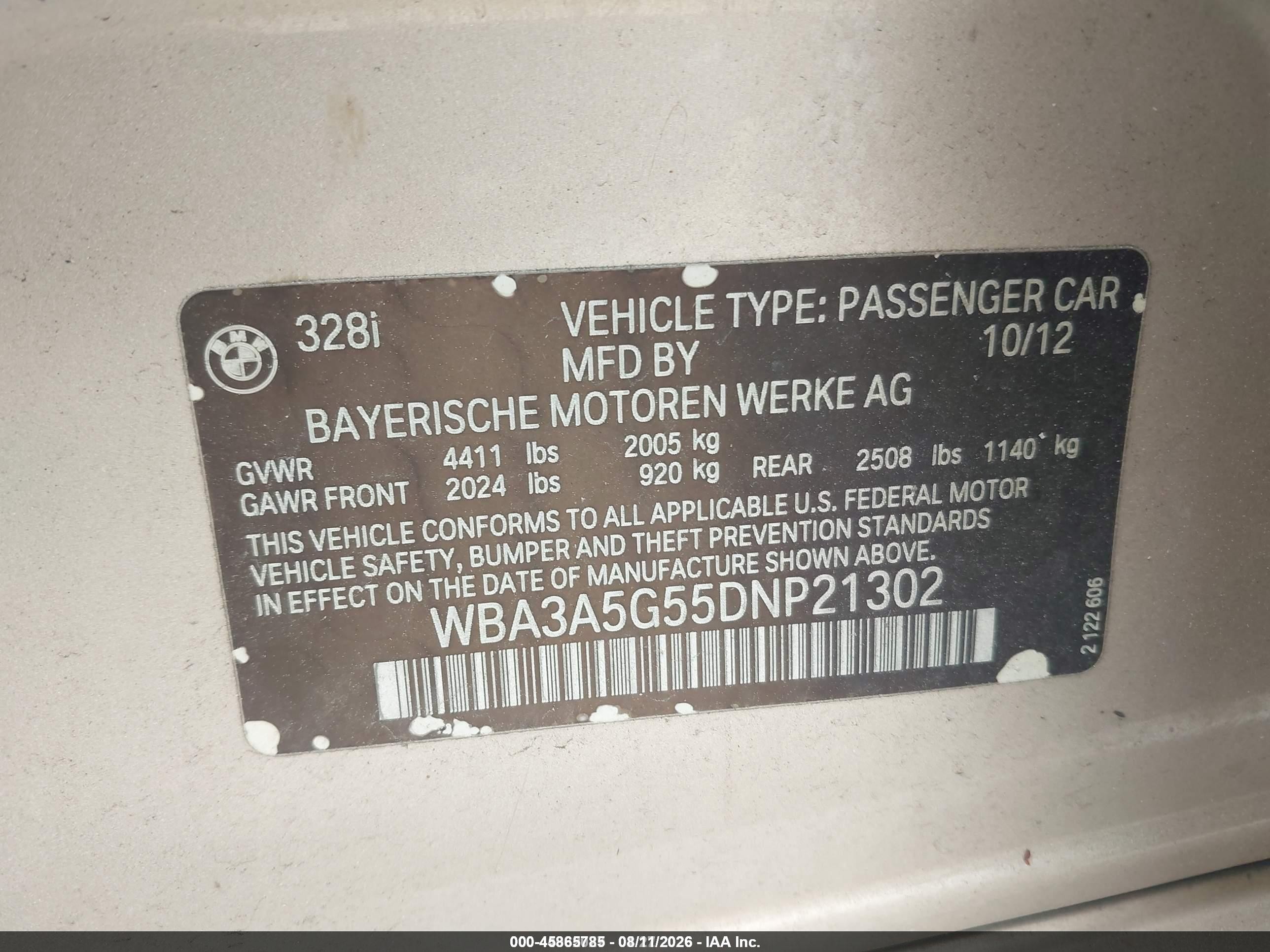 2013 Bmw 328i   Gold vin: WBA3A5G55DNP21302