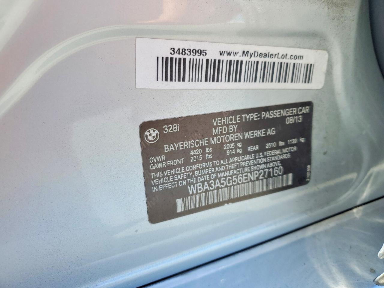 2014 Bmw 328 I Silver vin: WBA3A5G56ENP27160