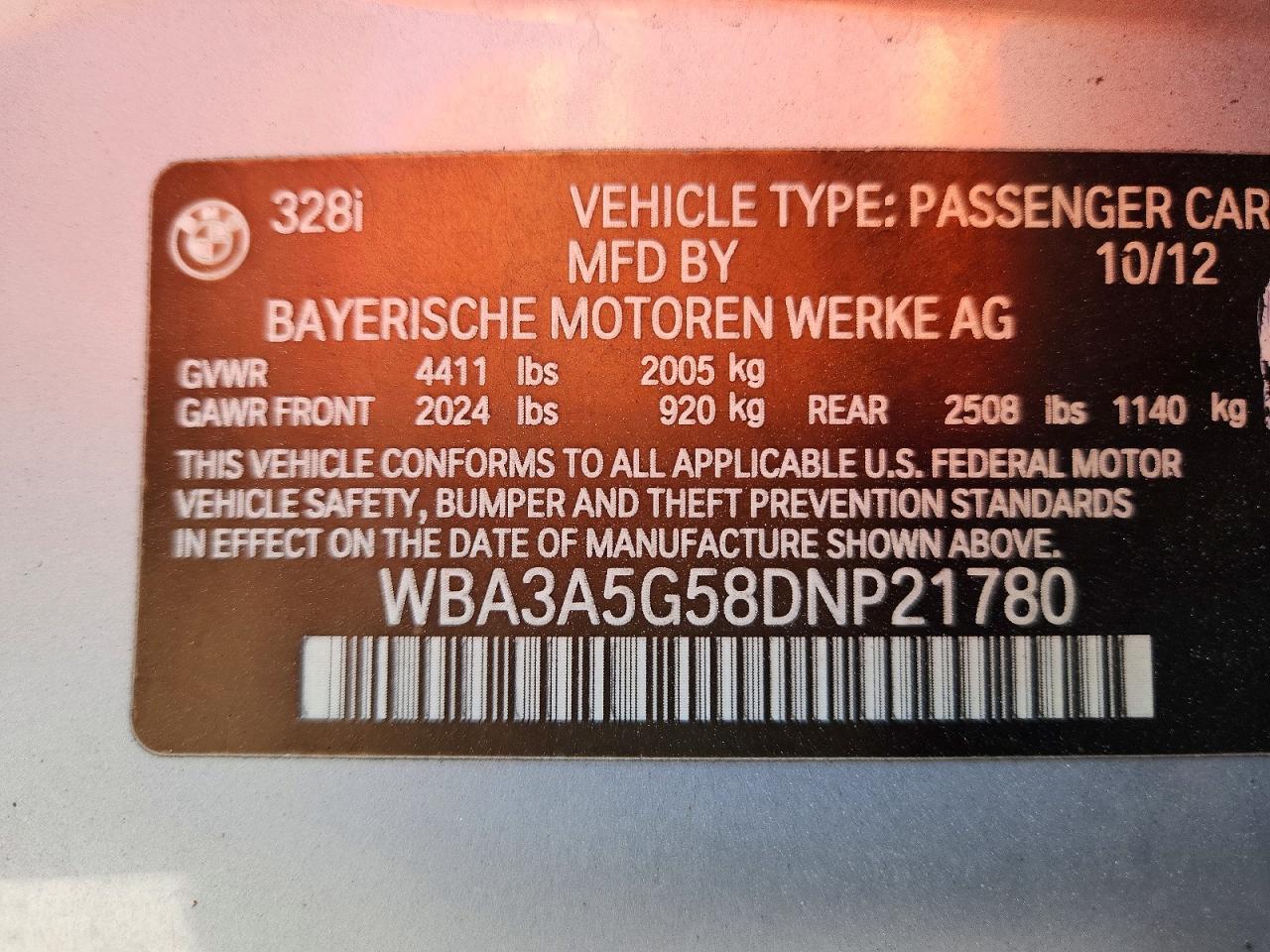 2013 Bmw 328 I Silver vin: WBA3A5G58DNP21780