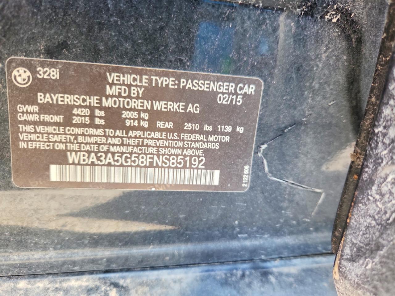 2015 Bmw 328 I Black vin: WBA3A5G58FNS85192