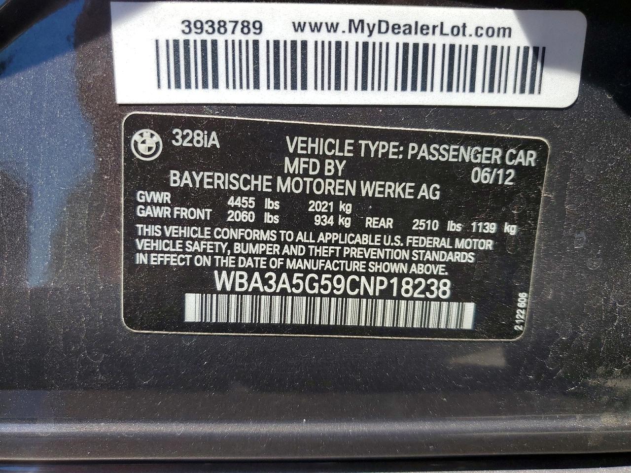 2012 Bmw 328 I Gray vin: WBA3A5G59CNP18238