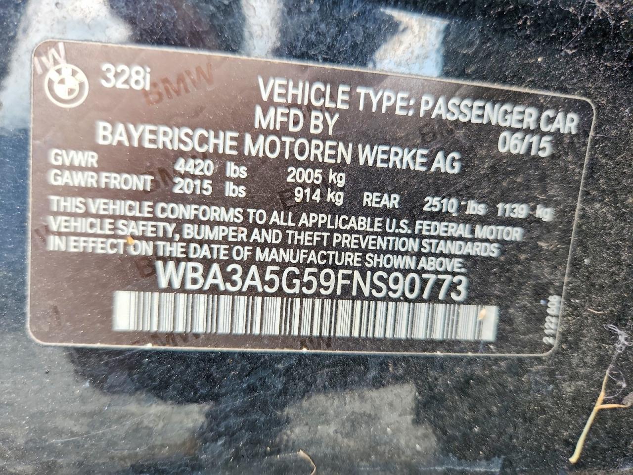 2015 Bmw 328 I Black vin: WBA3A5G59FNS90773