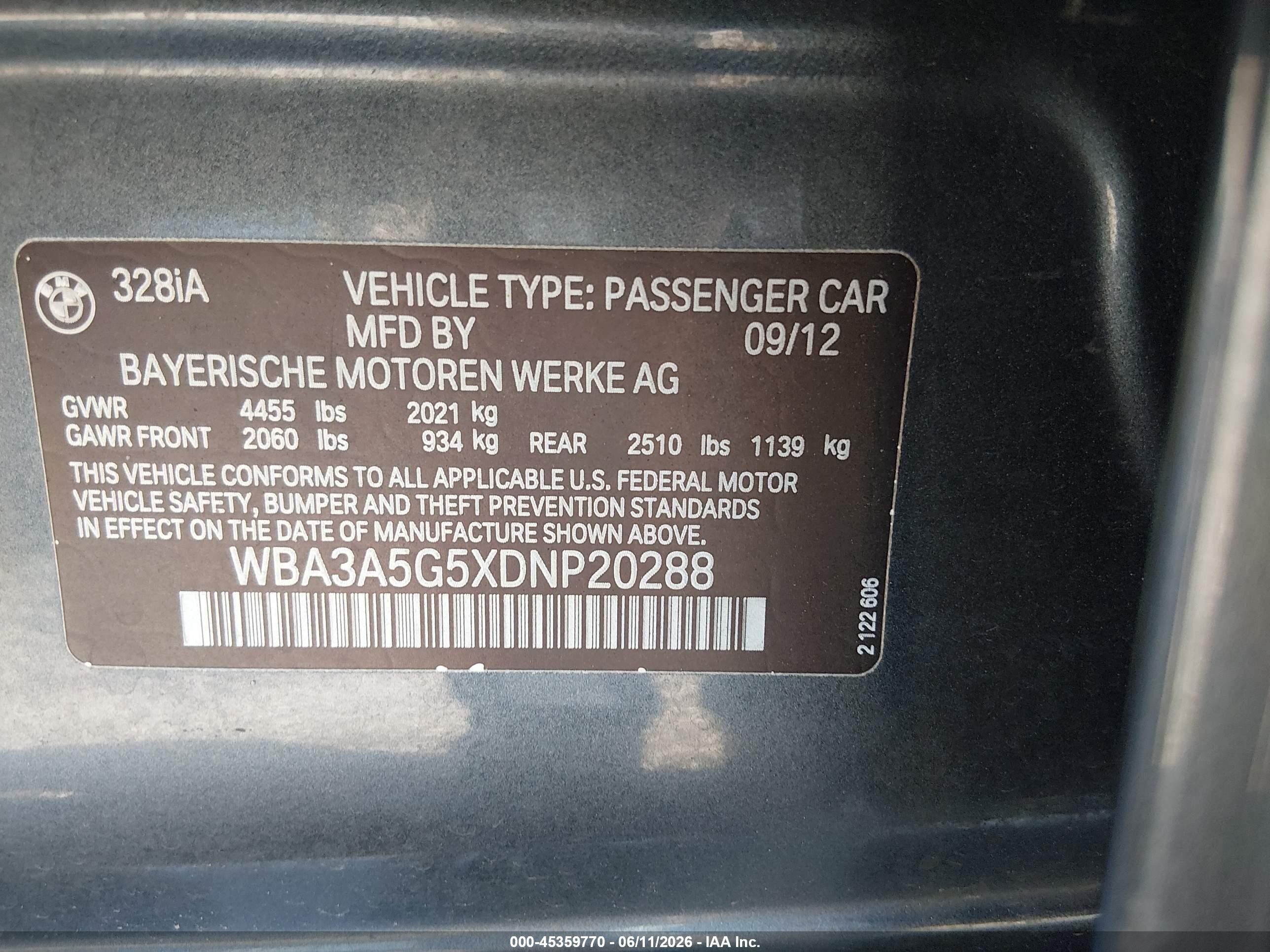 2013 Bmw 328i   Gray vin: WBA3A5G5XDNP20288