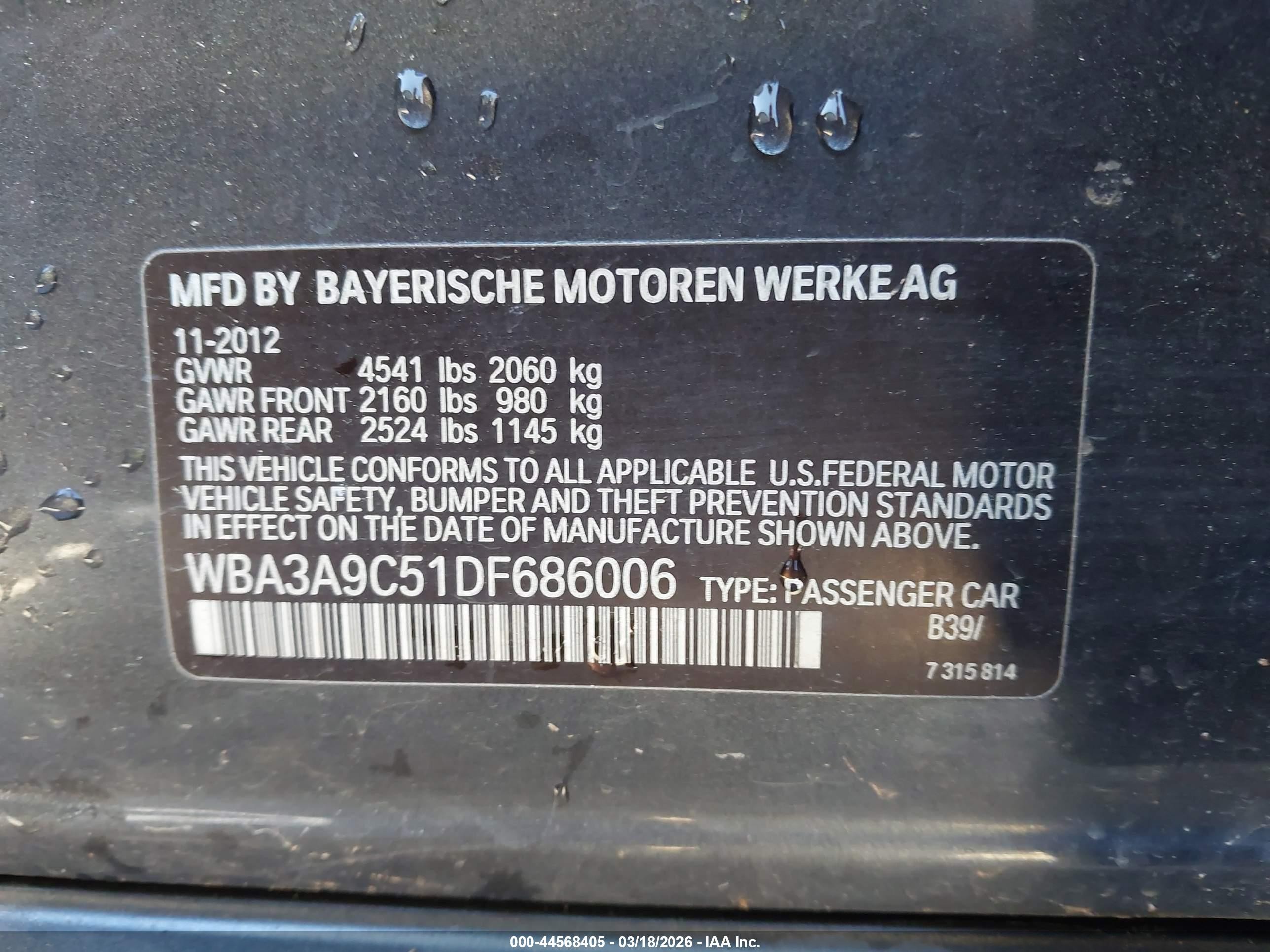 2013 Bmw 335i   Gray vin: WBA3A9C51DF686006