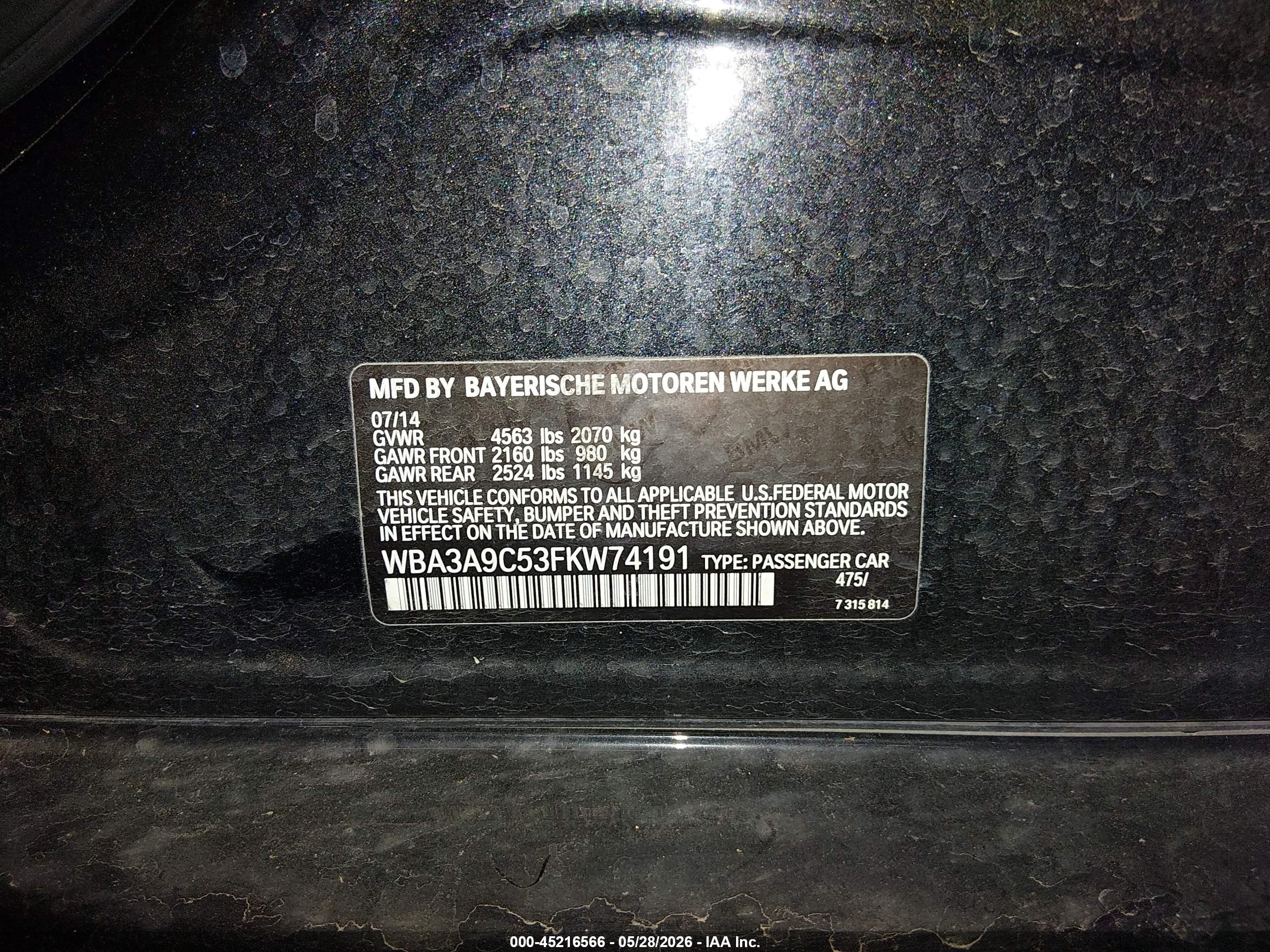 2015 Bmw 335i   Black vin: WBA3A9C53FKW74191