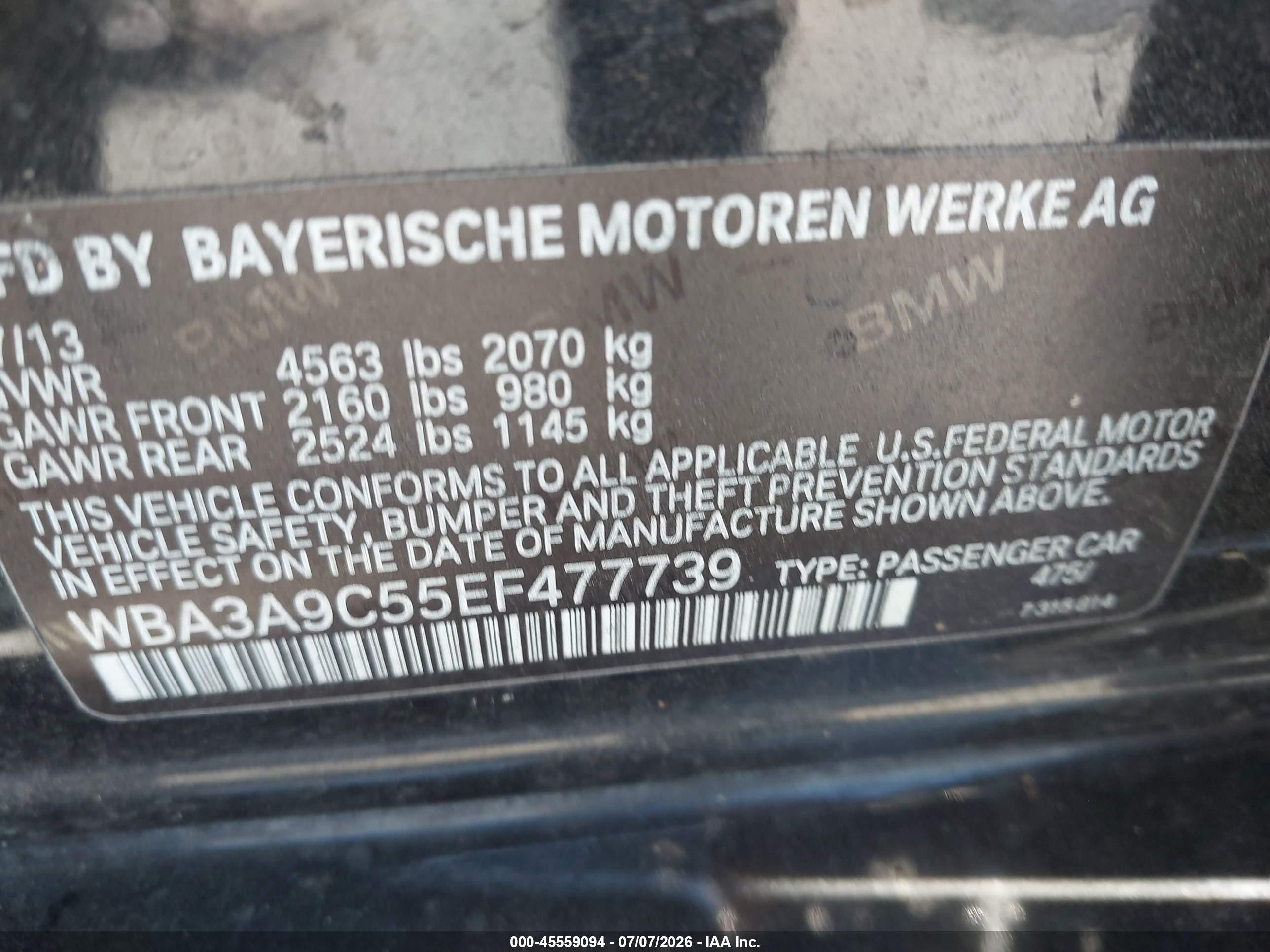 2014 Bmw 335i   Black vin: WBA3A9C55EF477739