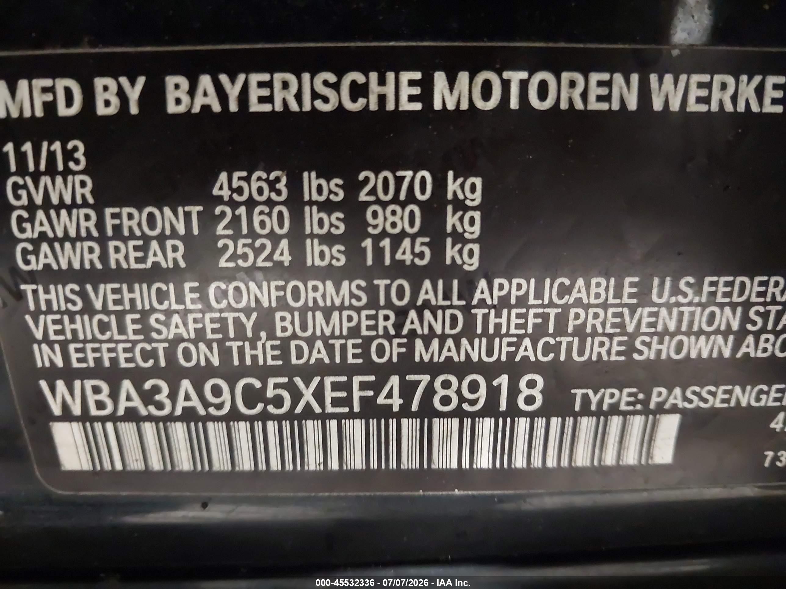 2014 Bmw 335i Black vin: WBA3A9C5XEF478918