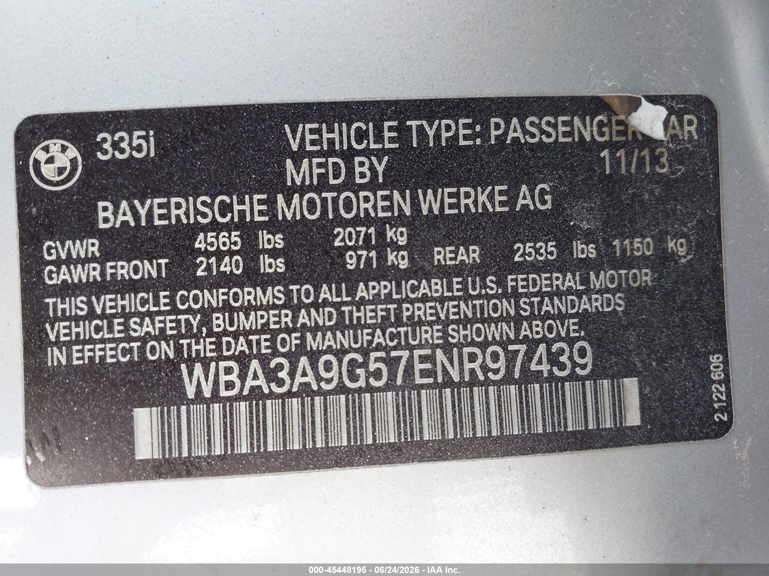 2014 Bmw 335i Silver vin: WBA3A9G57ENR97439